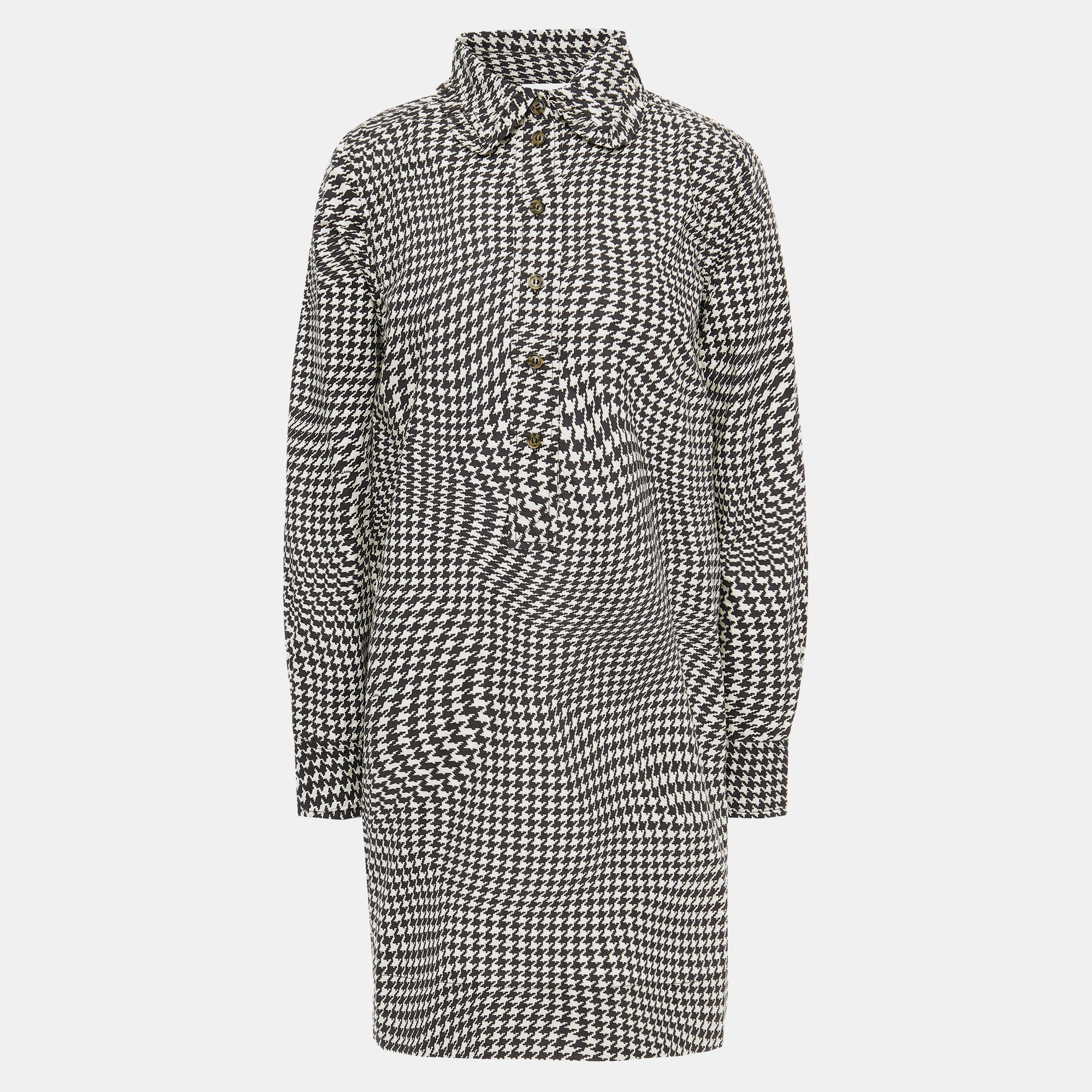 

Ganni Off-White Houndstooth Print Cotton Mini Dress XS(EU 32)