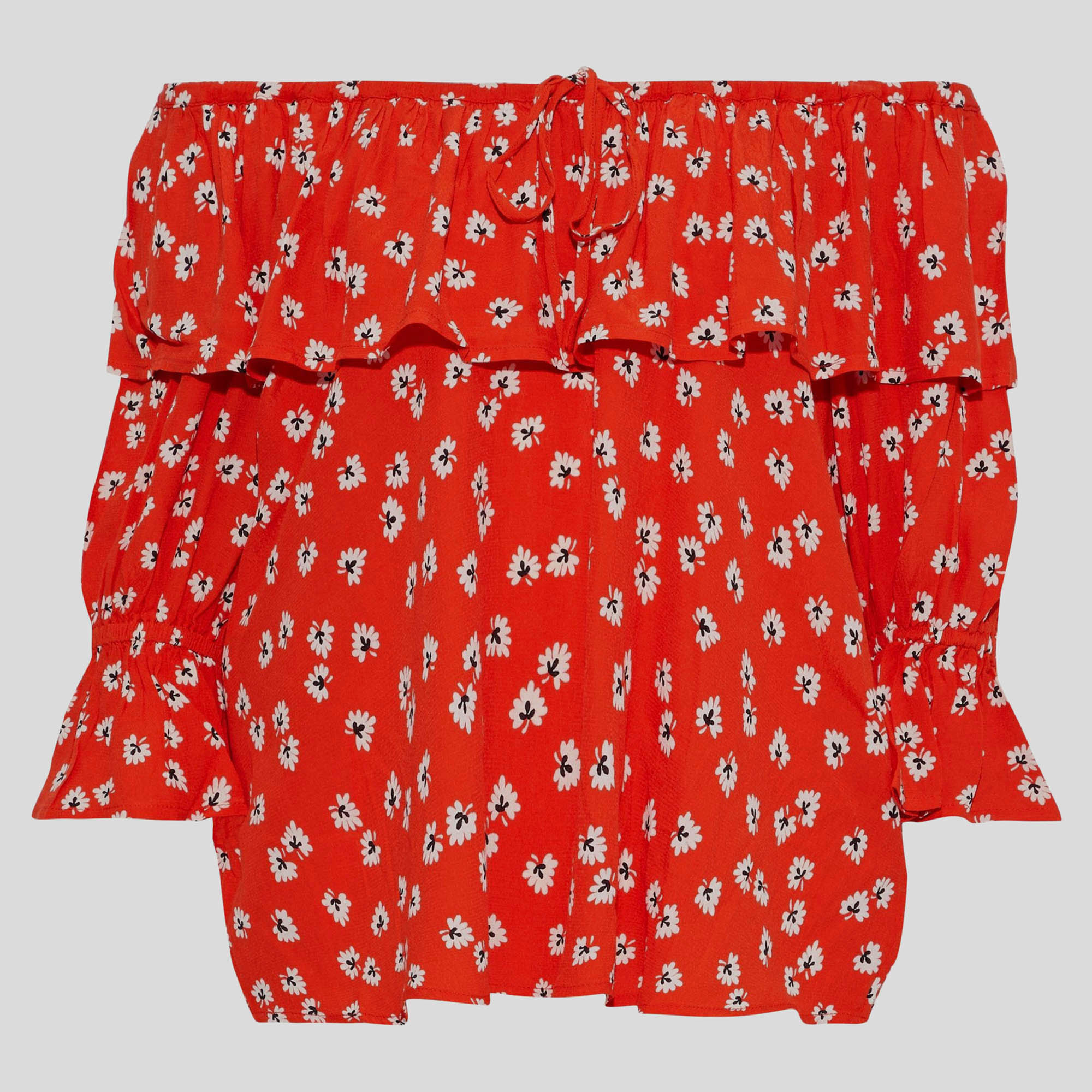 Pre-owned Ganni Viscose Off The Shoulder Top 36 In Red