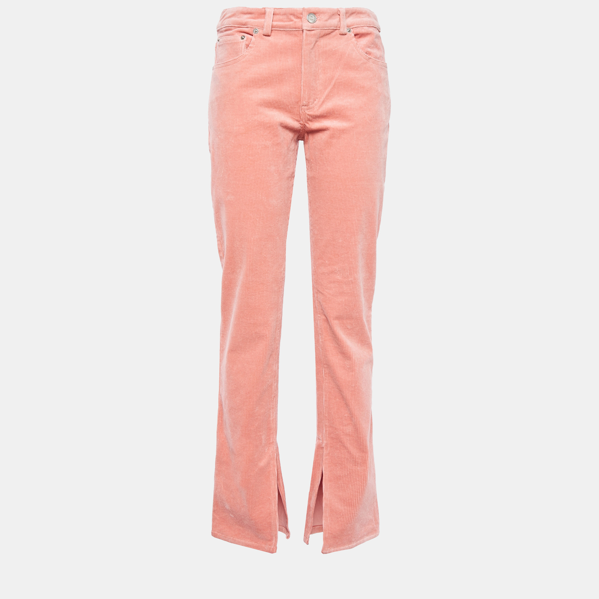 Pre-owned Ganni Pink Corduroy Jeans L (eu 40)