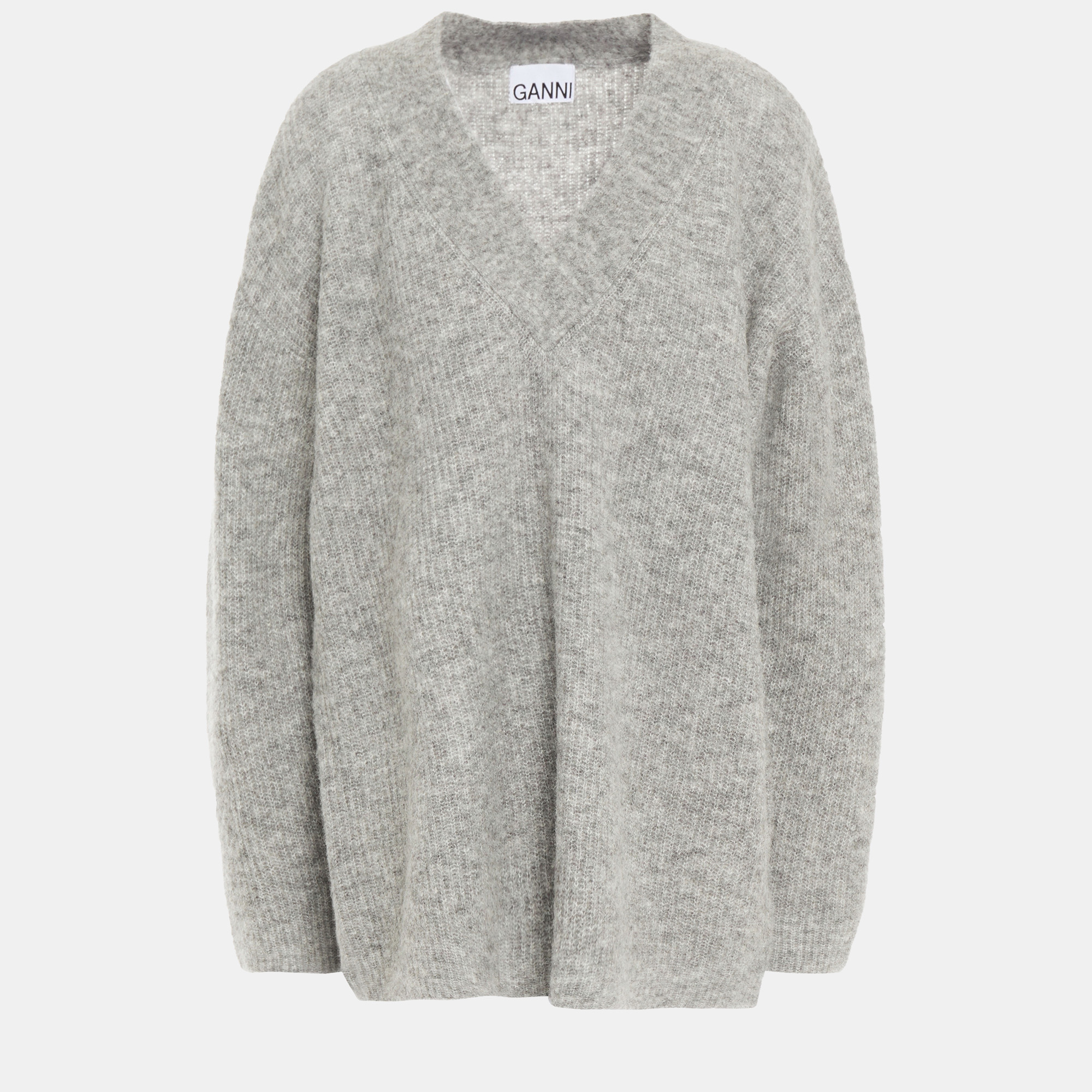 

Ganni Alpaca V-Neck Sweaters, Grey