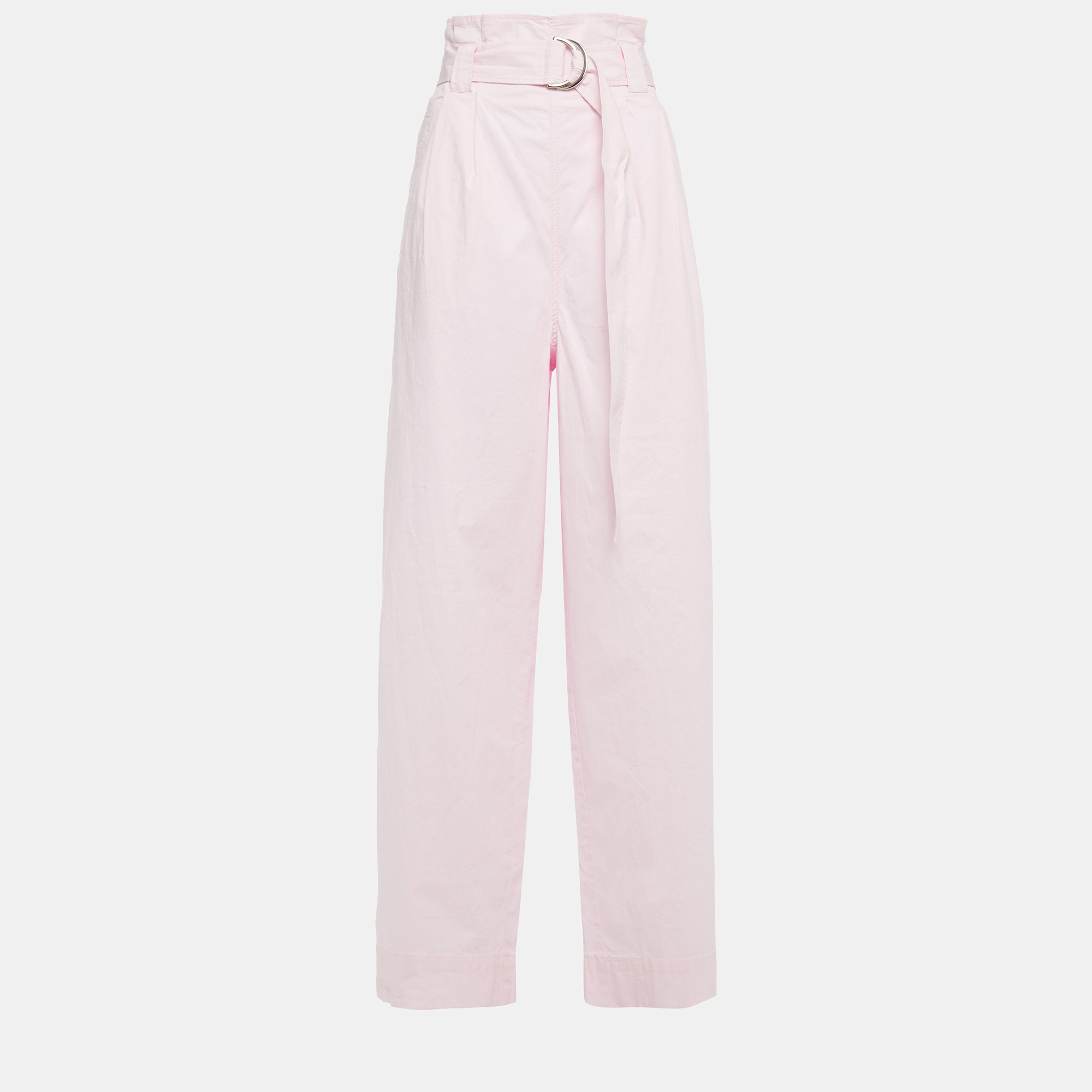 Pre-owned Ganni Pink Cotton Wide Leg Pants Size 34