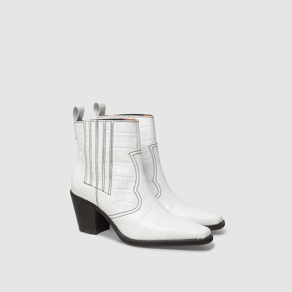 

Ganni White White Leather Western Boots Size IT