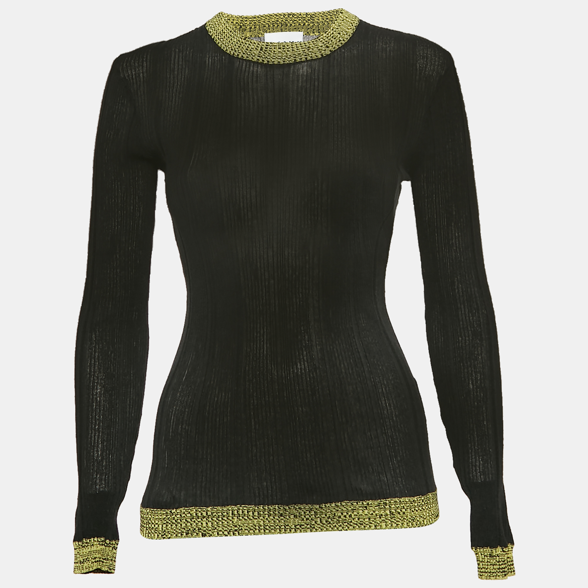 

Ganni Black Textured Rib Knit Crew Neck Jumper S