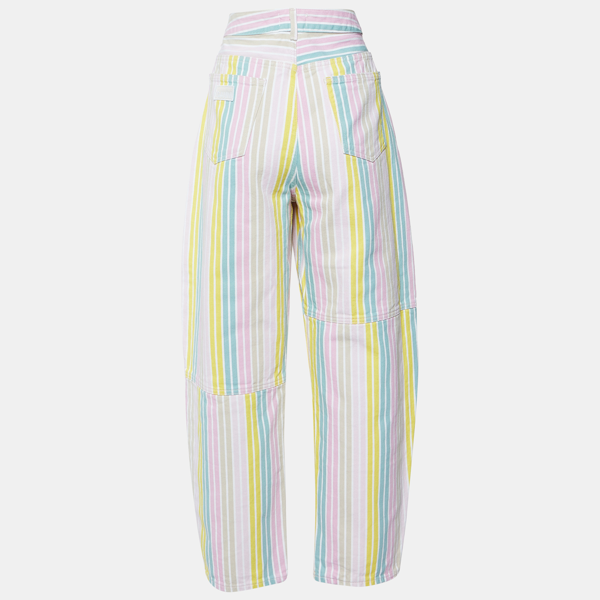 Ganni Multicolor Striped Denim Stary Tapered Jeans L/Waist 32