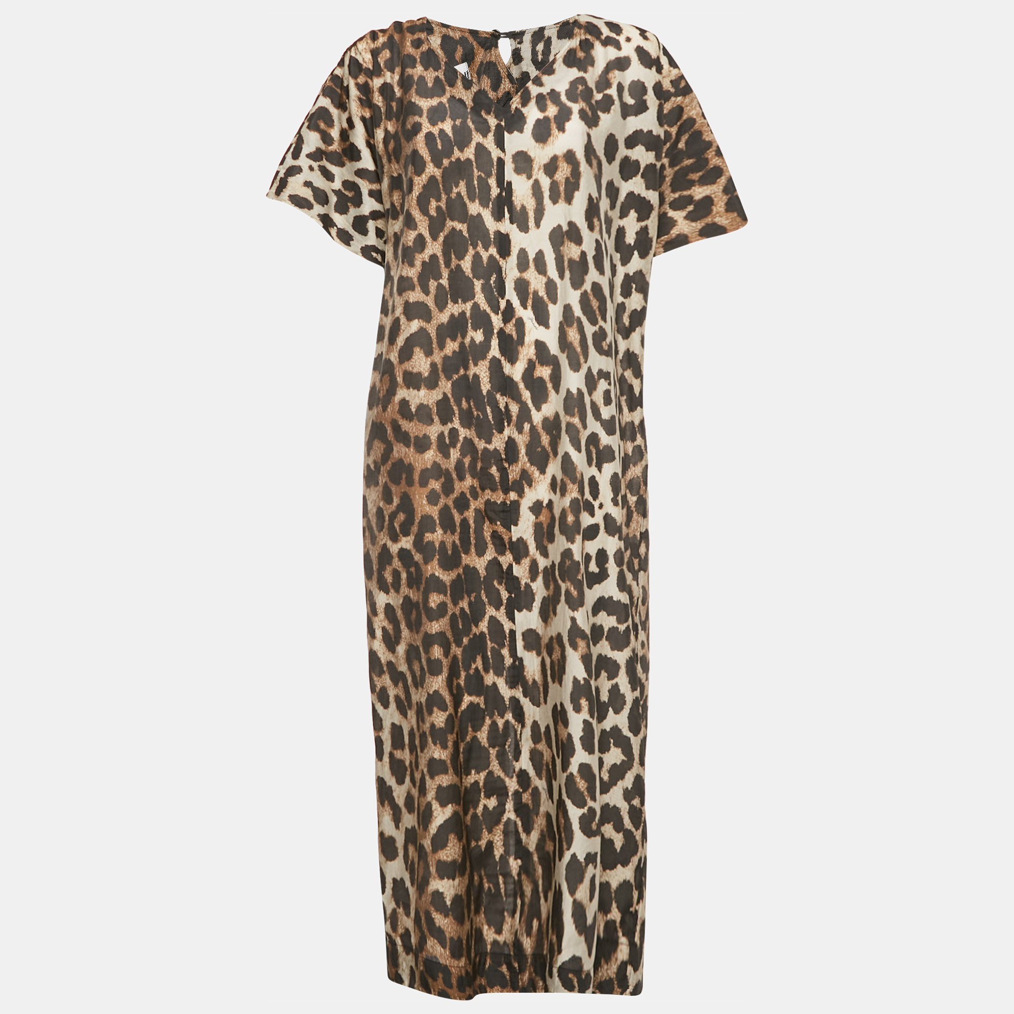 

Ganni Brown Leopard Print Lyocell Long Dress M