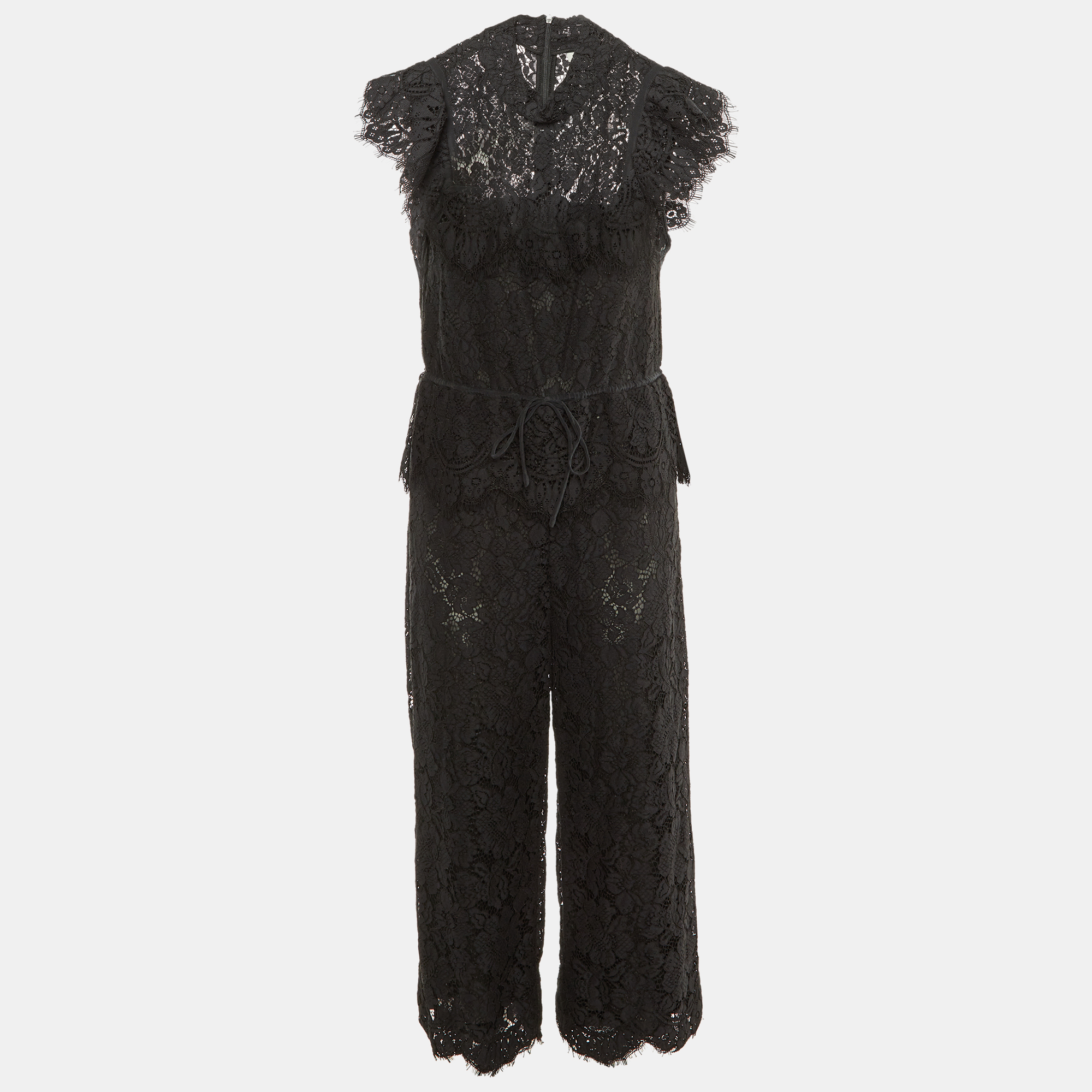 

Ganni Black Lace Ruffle Jumpsuit M