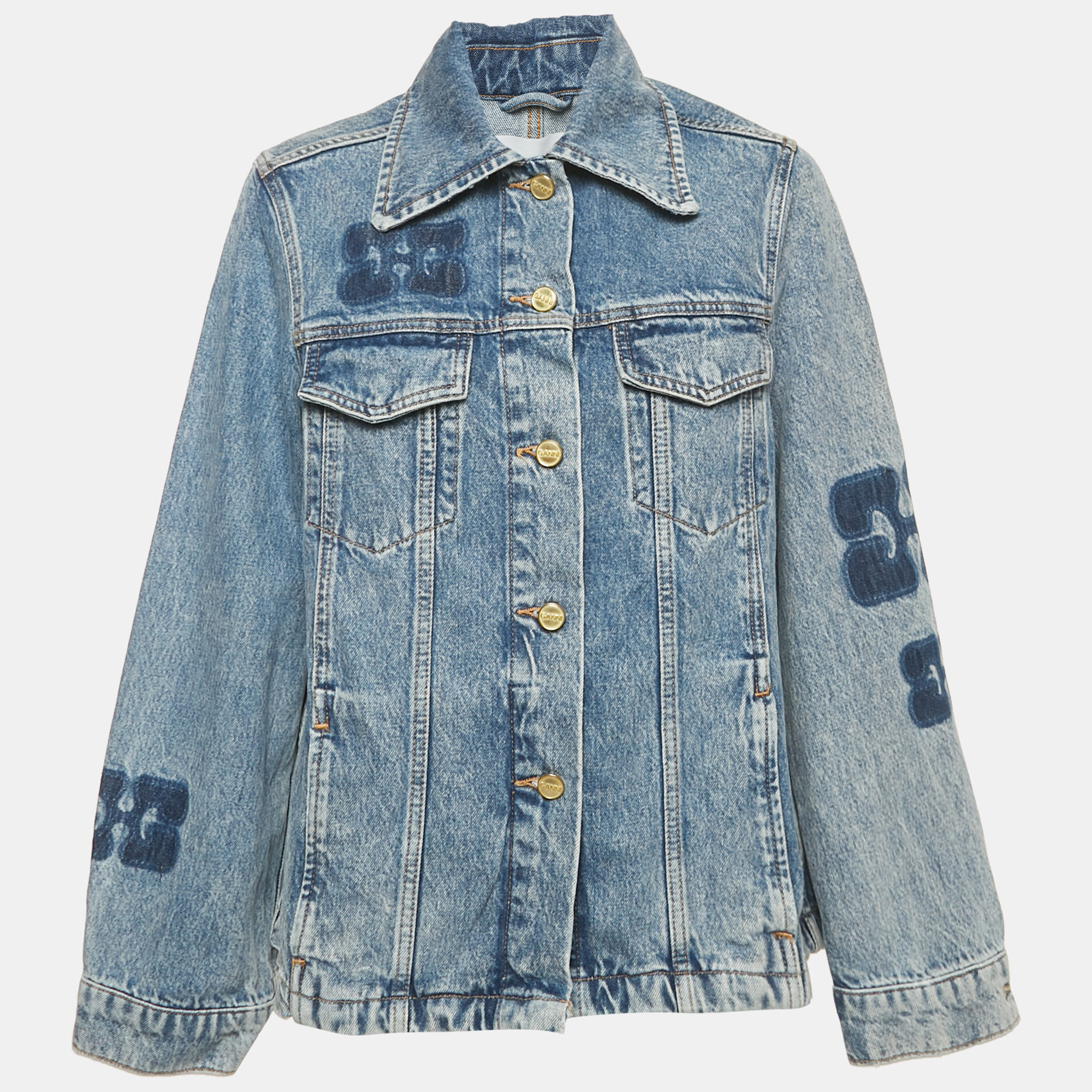 

Ganni Blue Denim Oversized Jacket S, Black