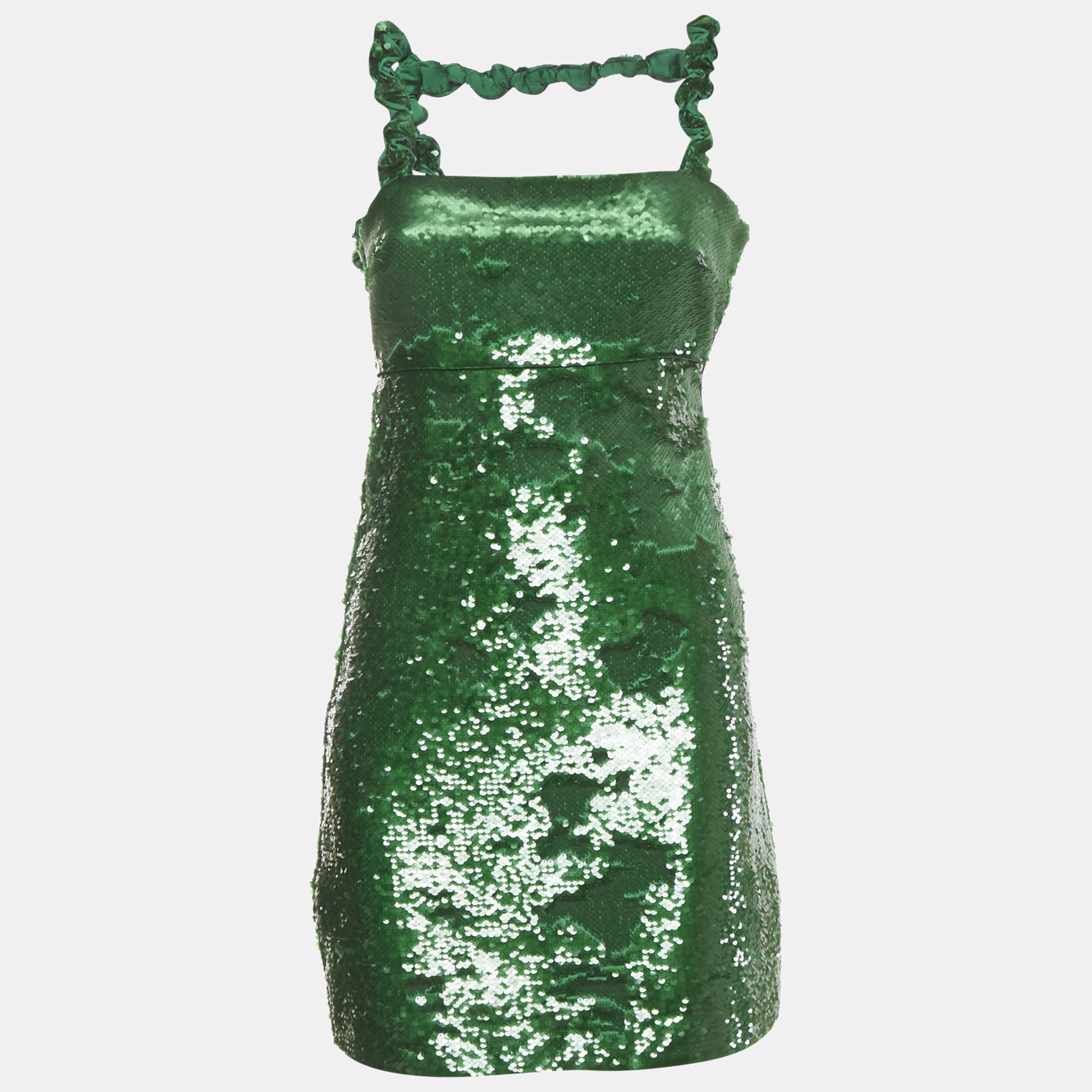 

Ganni Green Sequin Twisted Sleeve Mini Dress XXS