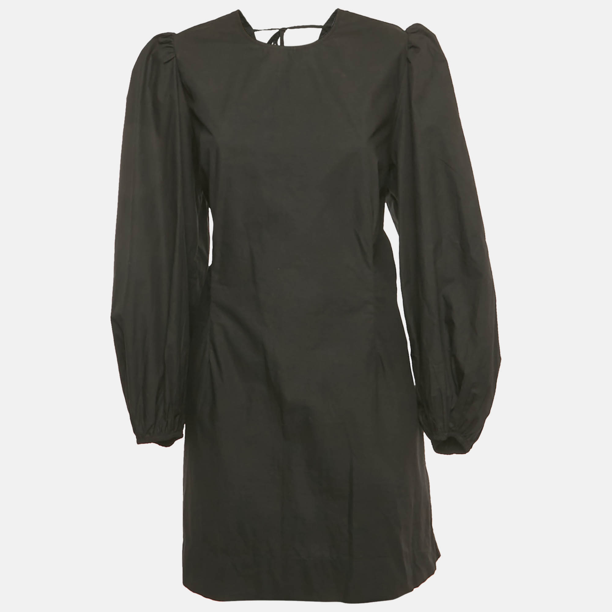 

Ganni Black Poplin Back Open Mini Dress XL