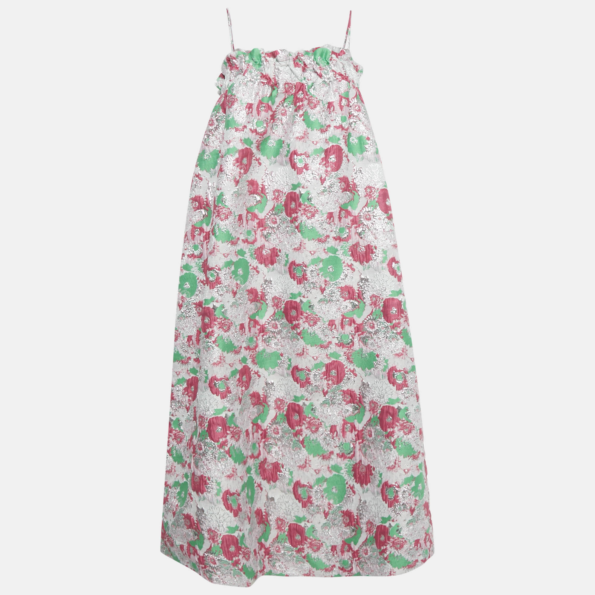 Pre-owned Ganni Multicolor Lurex Jacquard Midi Dress M