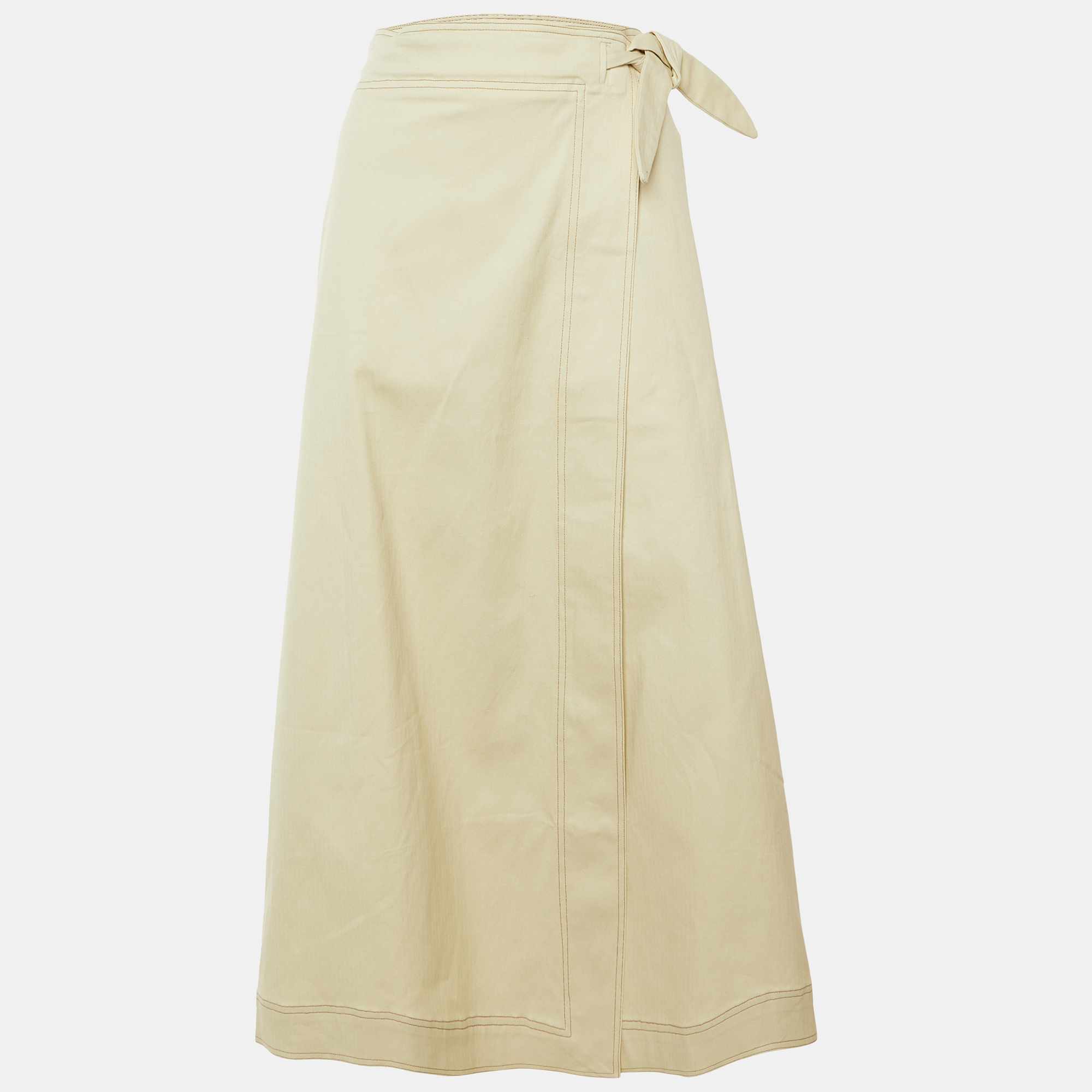 

Ganni Beige Cotton Tie Up Detail Maxi Skirt L