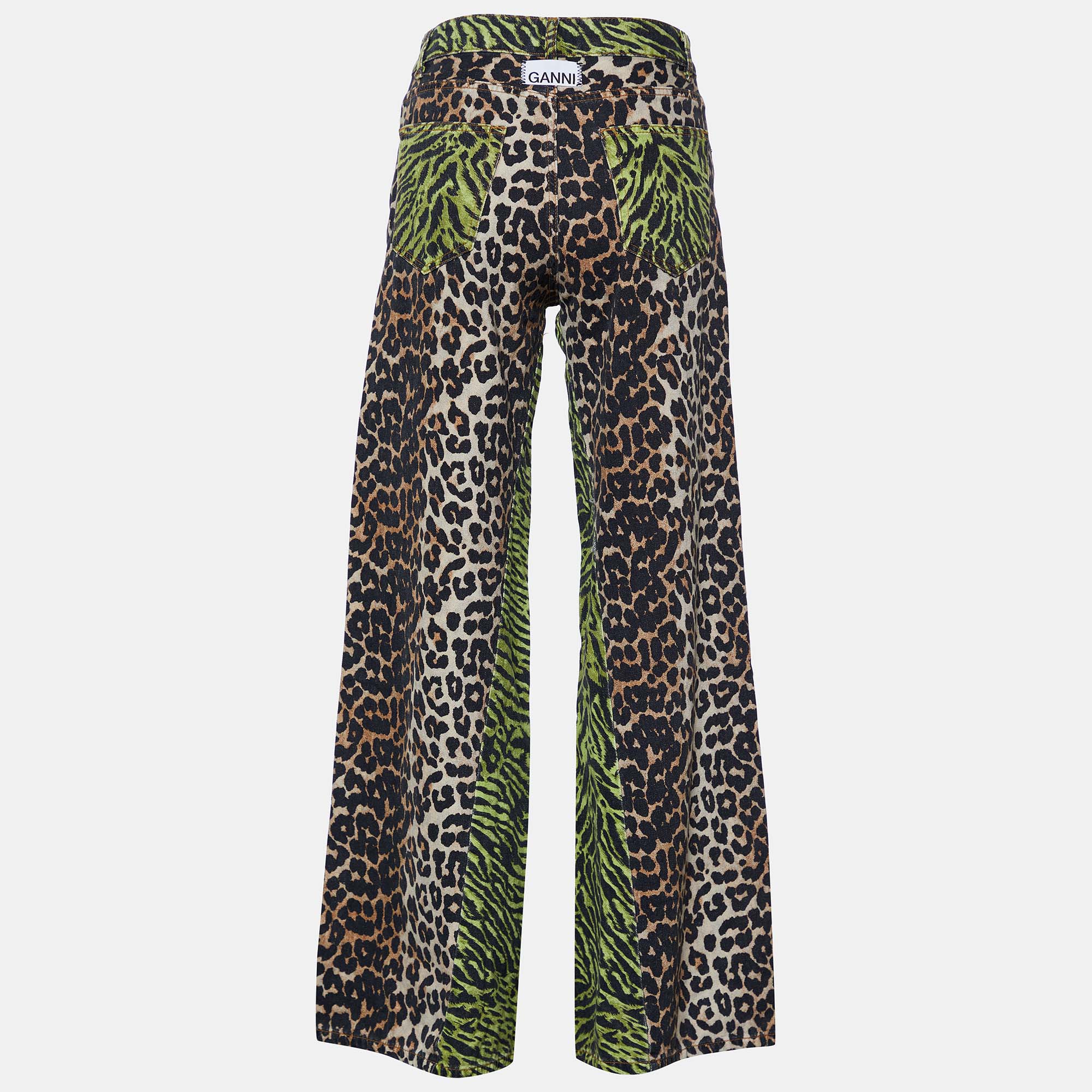 

Ganni Multicolor Animal Printed Denim Wide Leg Jeans  Waist 29