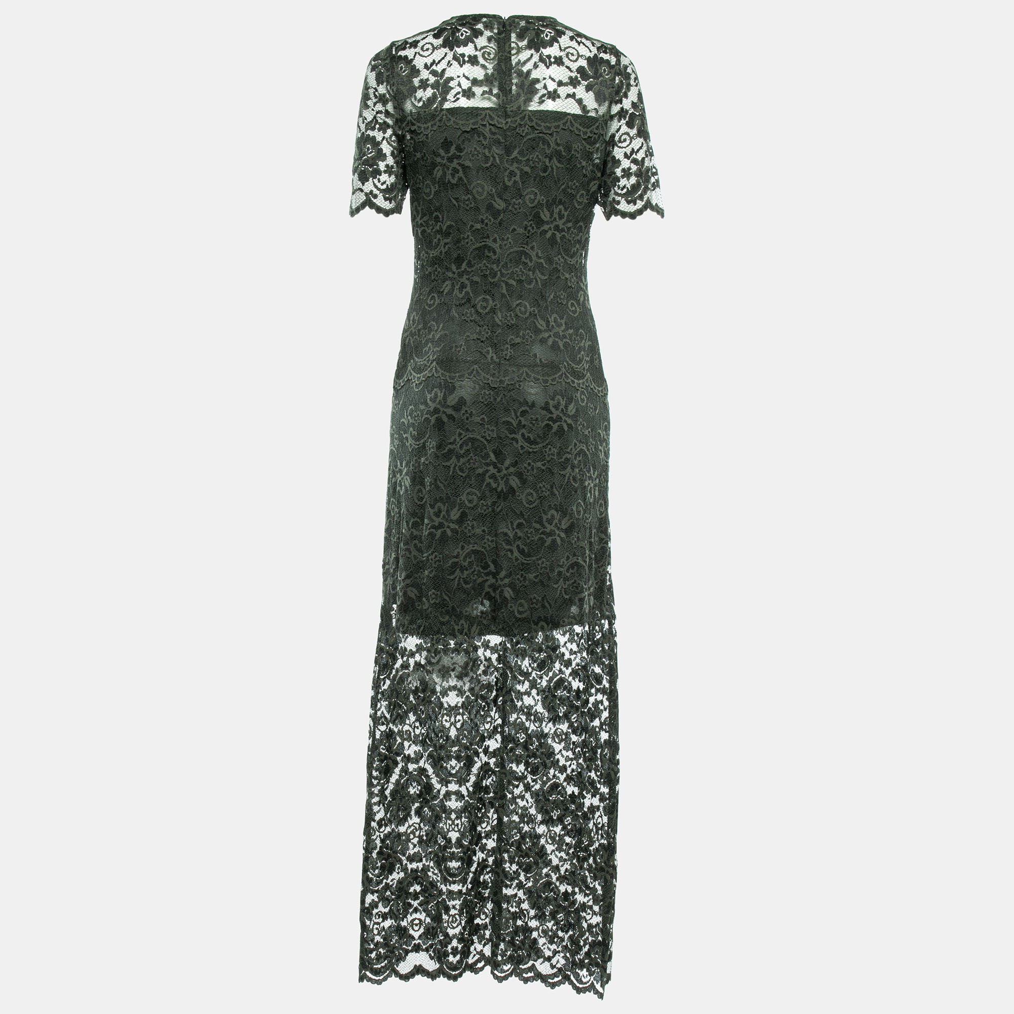 

Ganni Dark Green Flynn Lace Maxi Dress