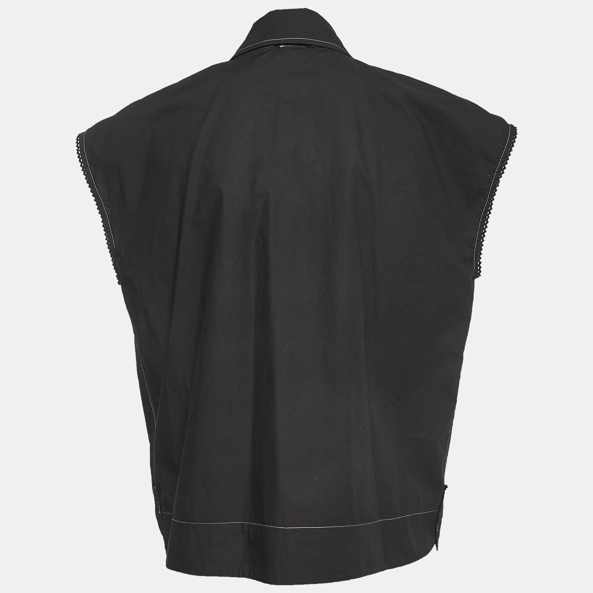 

Ganni Black Cotton Buttoned Sleeveless Shirt Blouse