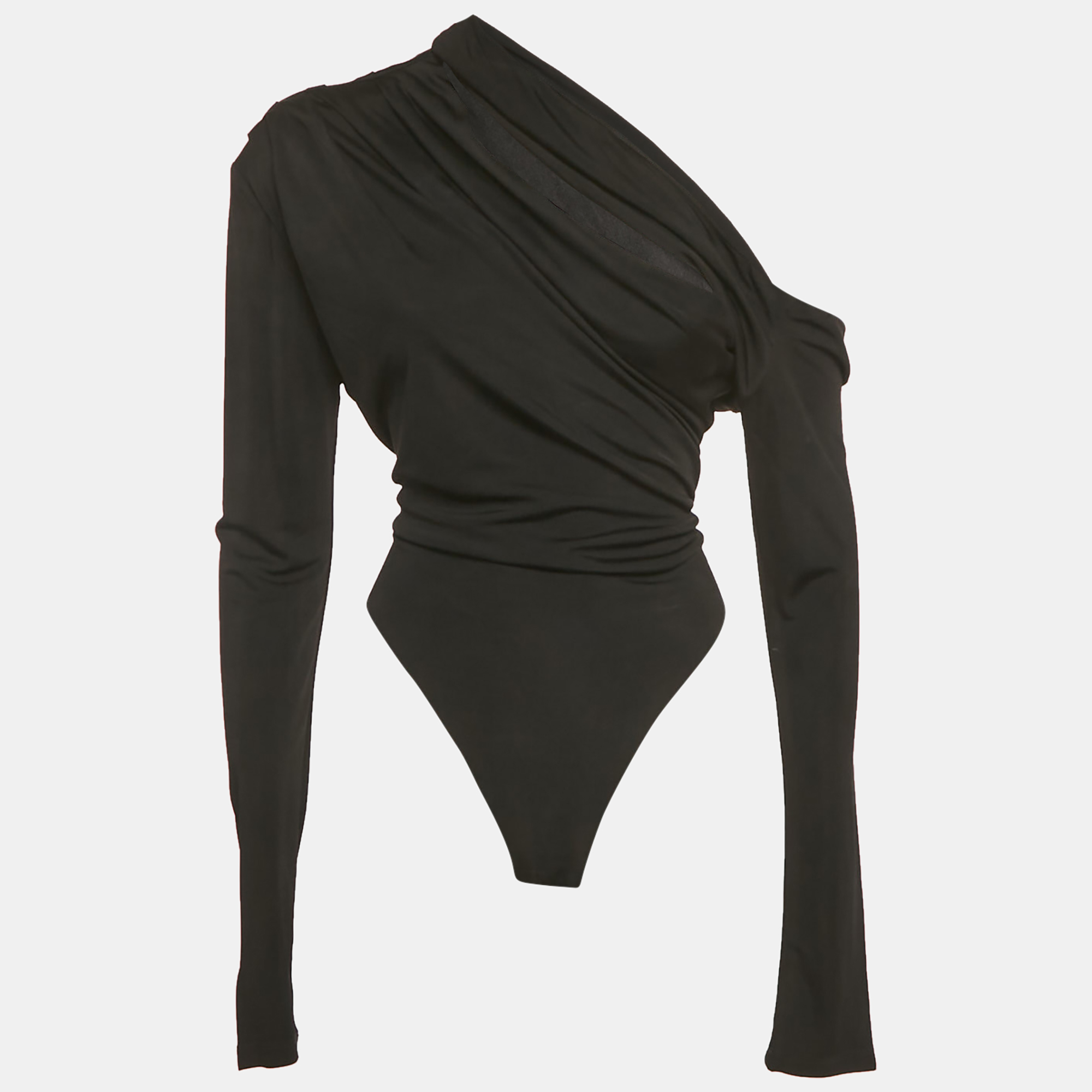

Gauge81 Black Jersey Cut -Out Neck Detail Bodysuit L