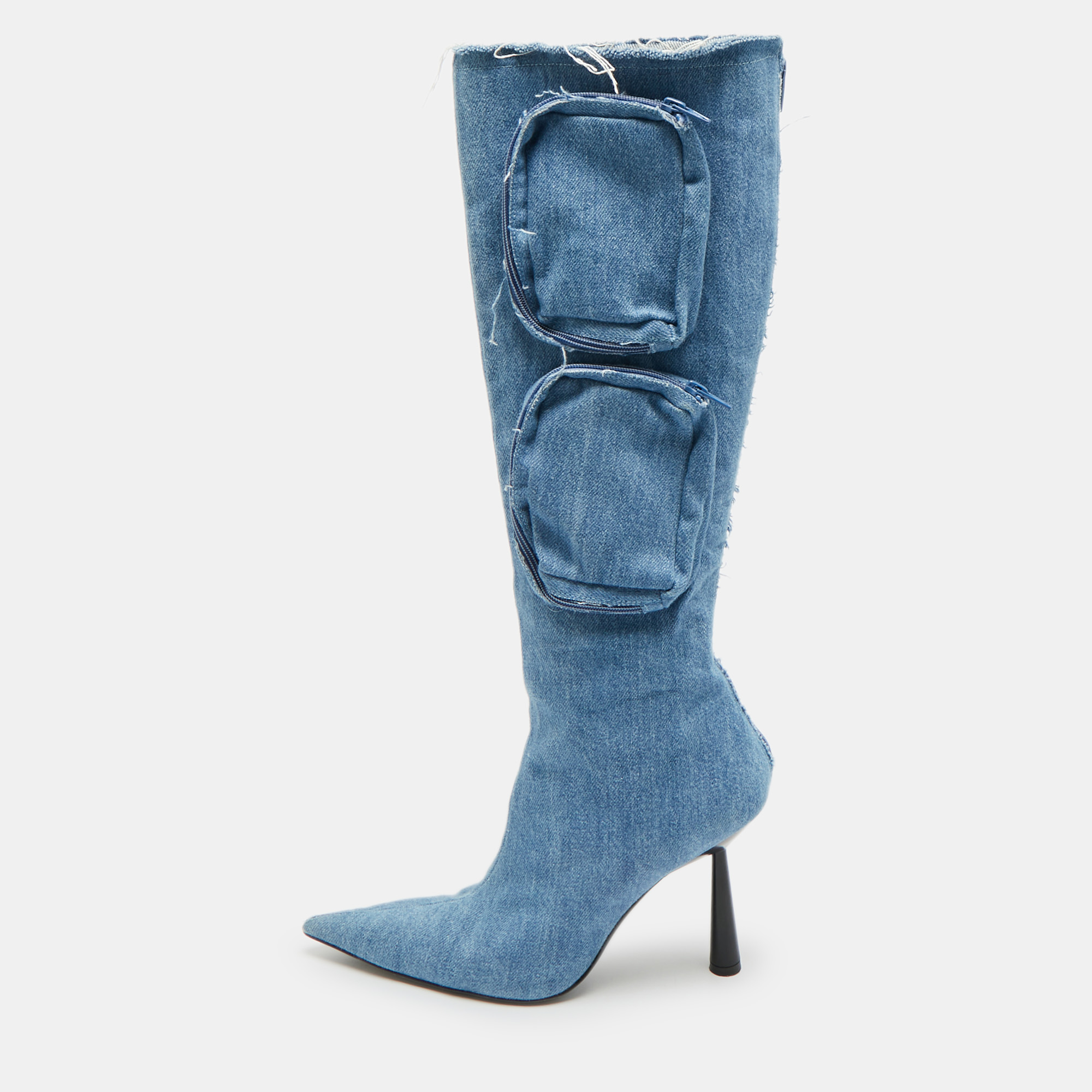 

Giaborghini Belvinia Size  Blue Denim Knee Length Boots