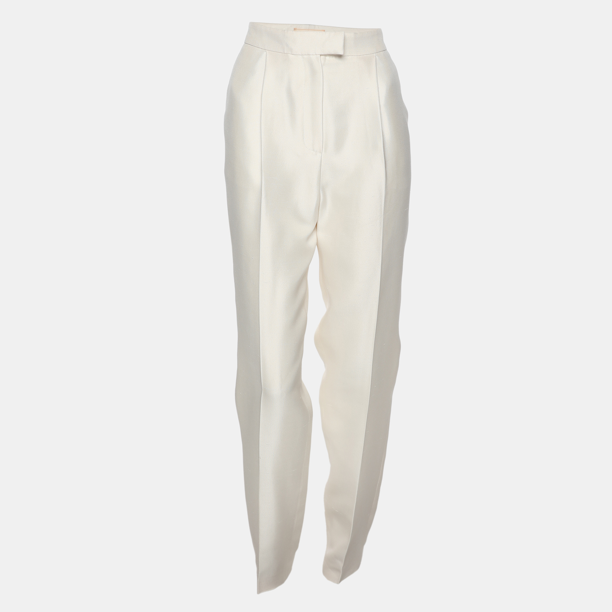 Pre-owned Giambattista Valli Off White Silk Trouser Xs