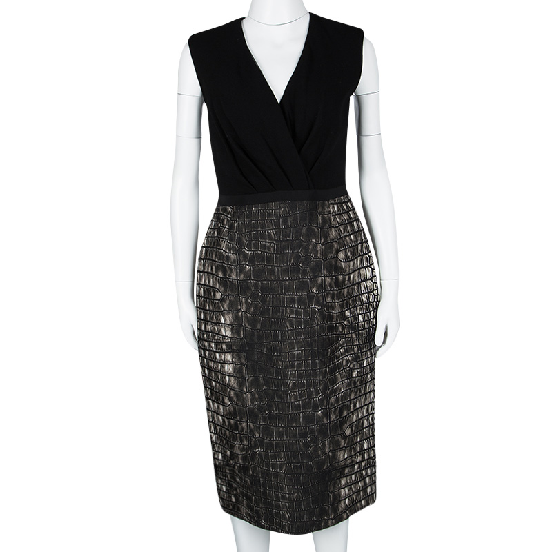 

Giambattista Valli Black Croc Print Sleeveless Dress