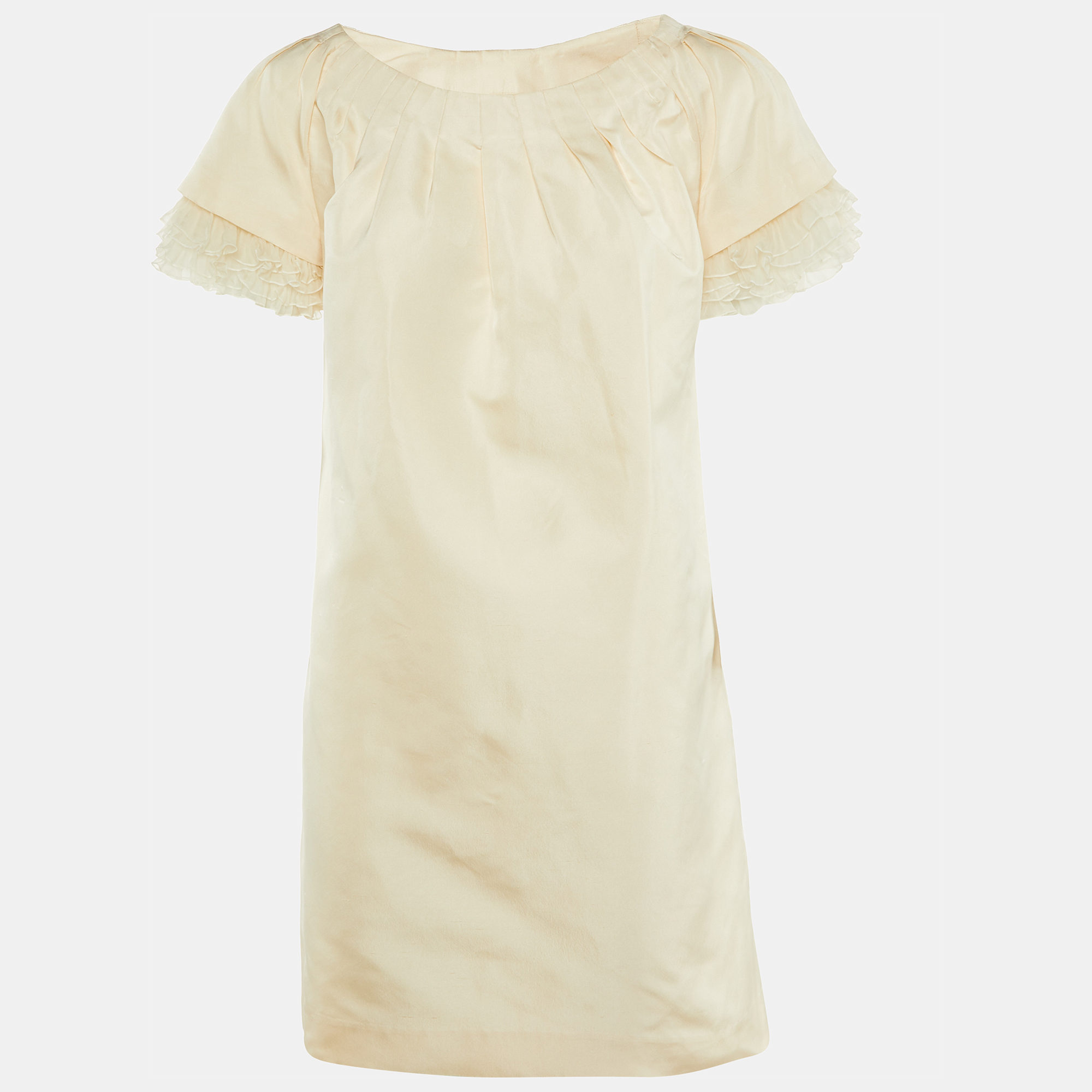 

Giambattista Valli Cream Silk Frill Detail Mini Dress M