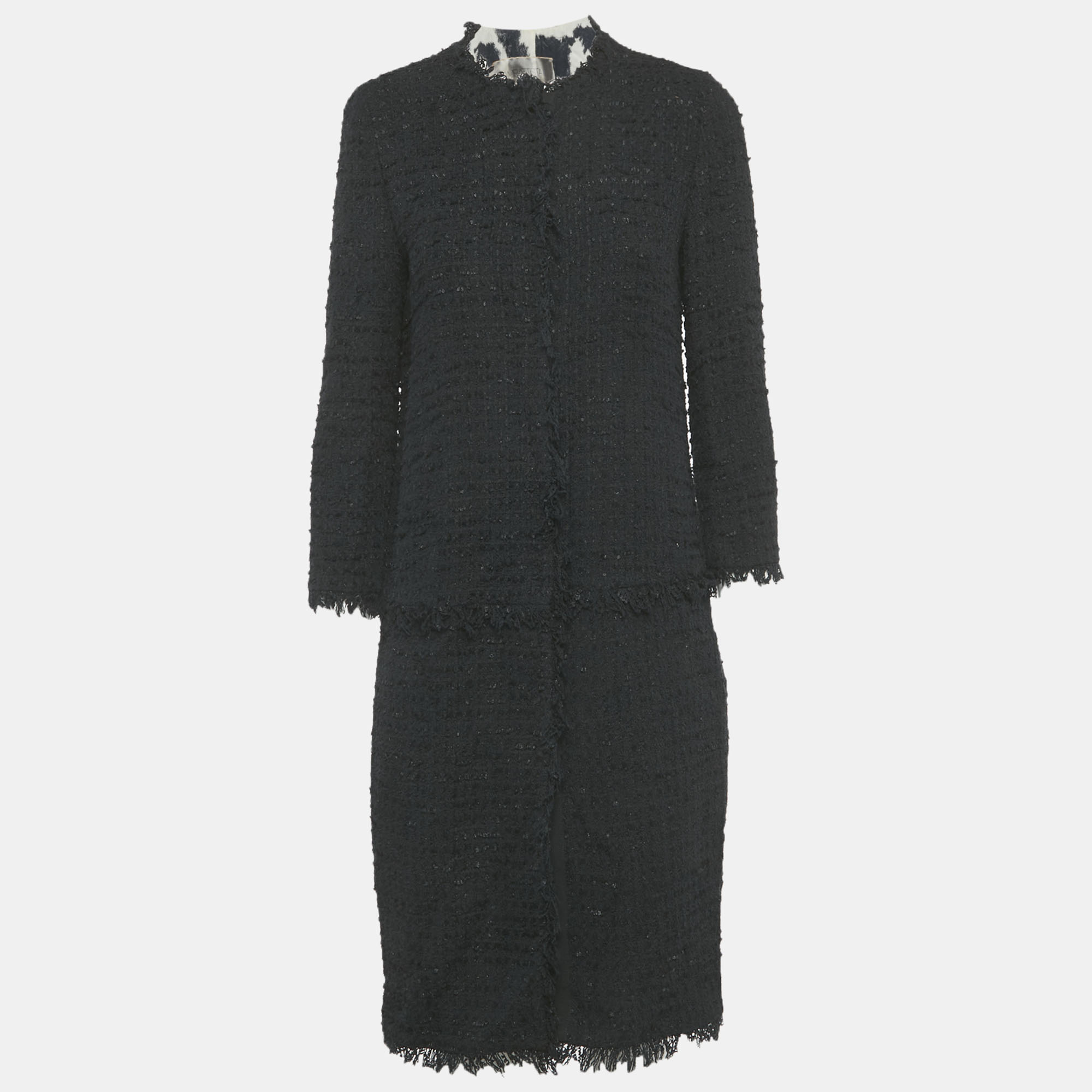 

Giambattista Valli Black Tweed Mid-Length Coat S