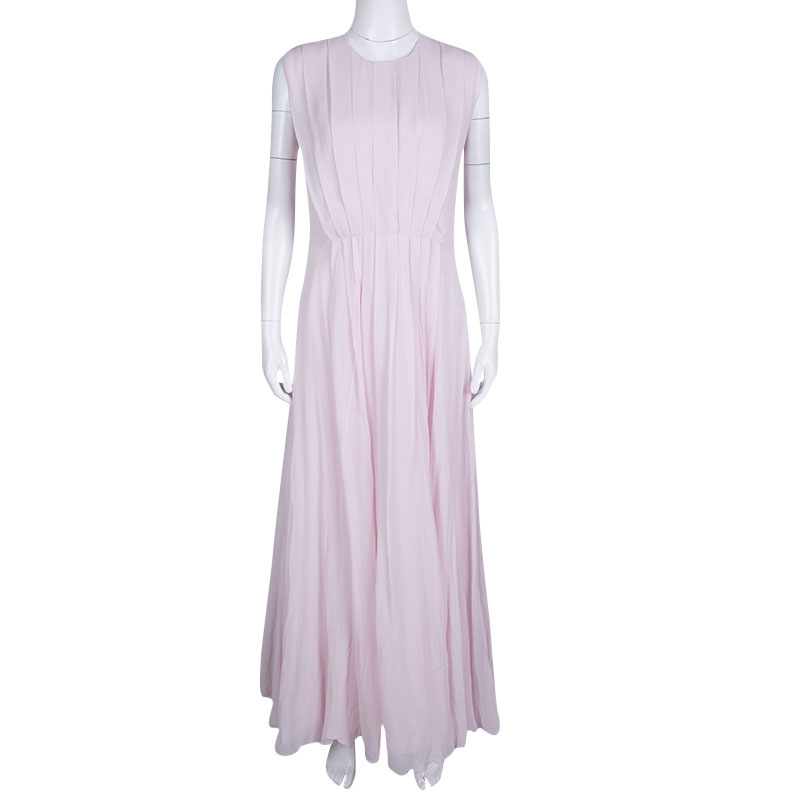 

Giambattista Valli Blush Pink Silk Chiffon Sleeveless Maxi Dress