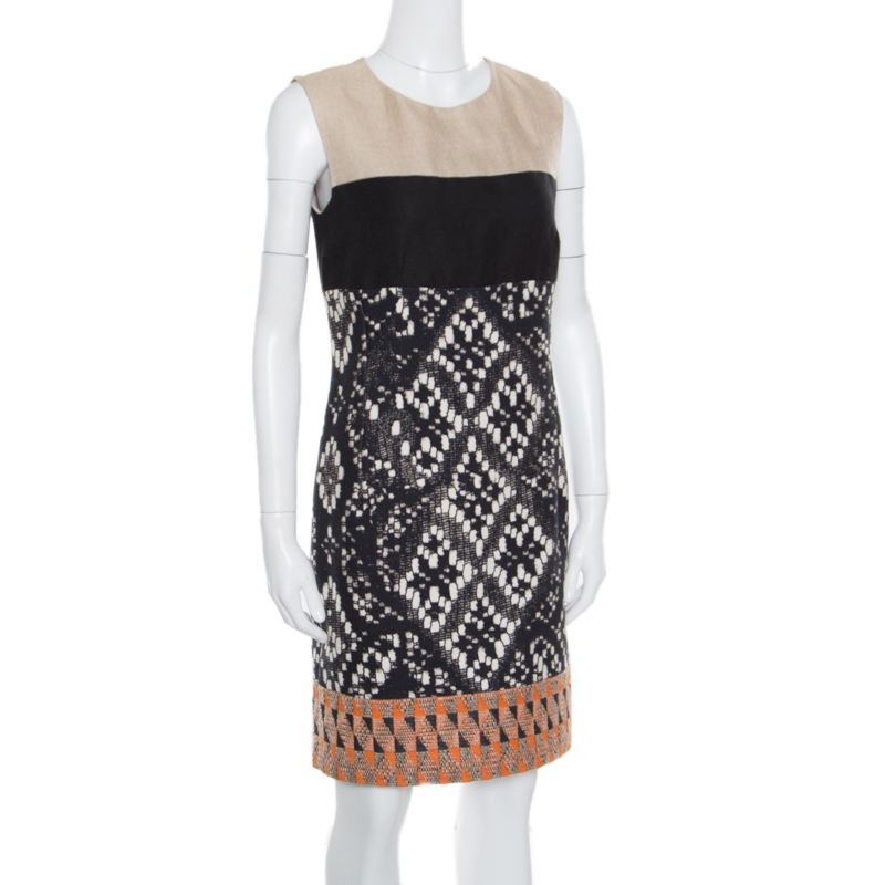 

Giambattista Valli Colorblock Woven Jacquard Sleeveless Dress, Multicolor