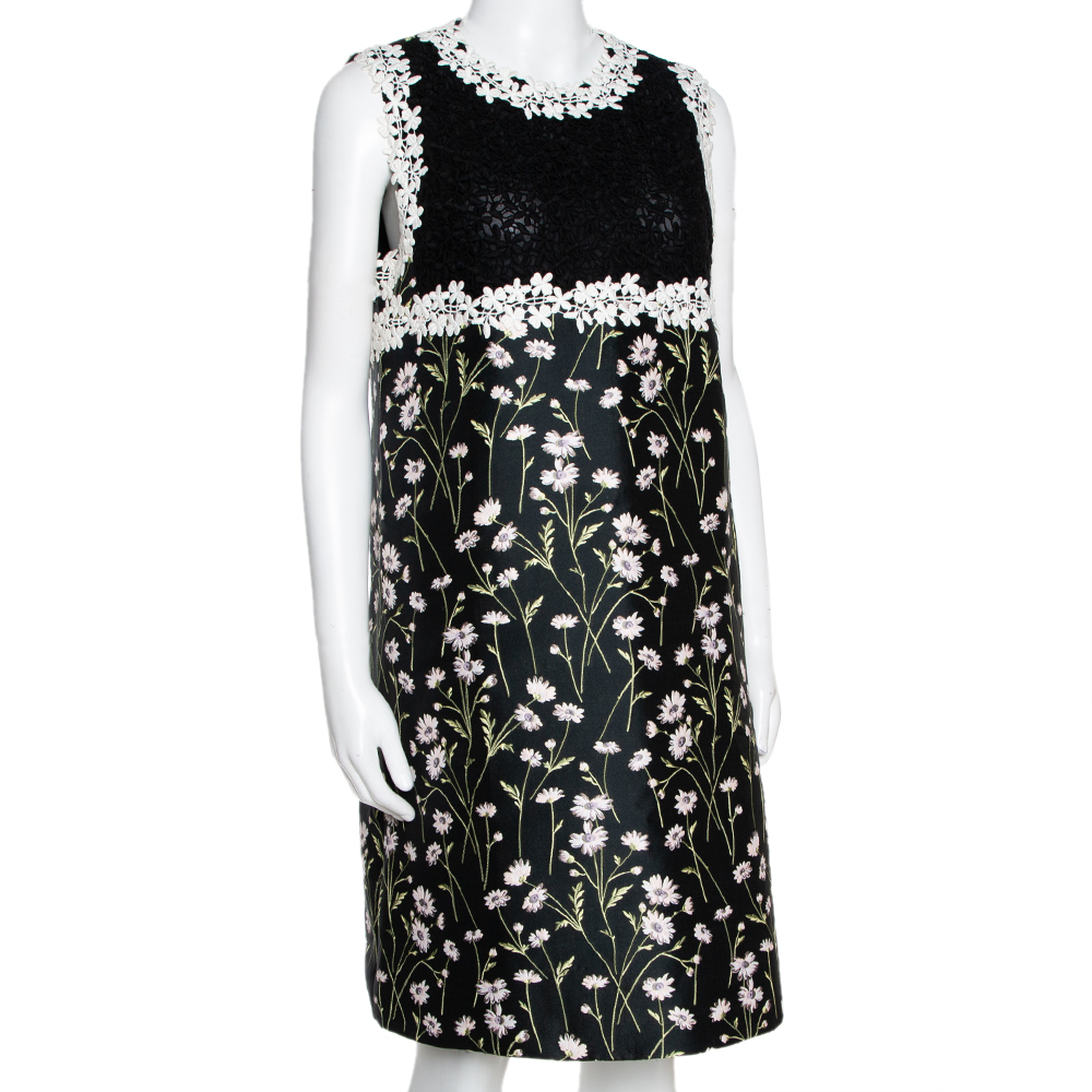 

Giambattista Valli Black Floral Jacquard & Lace Mini Dress