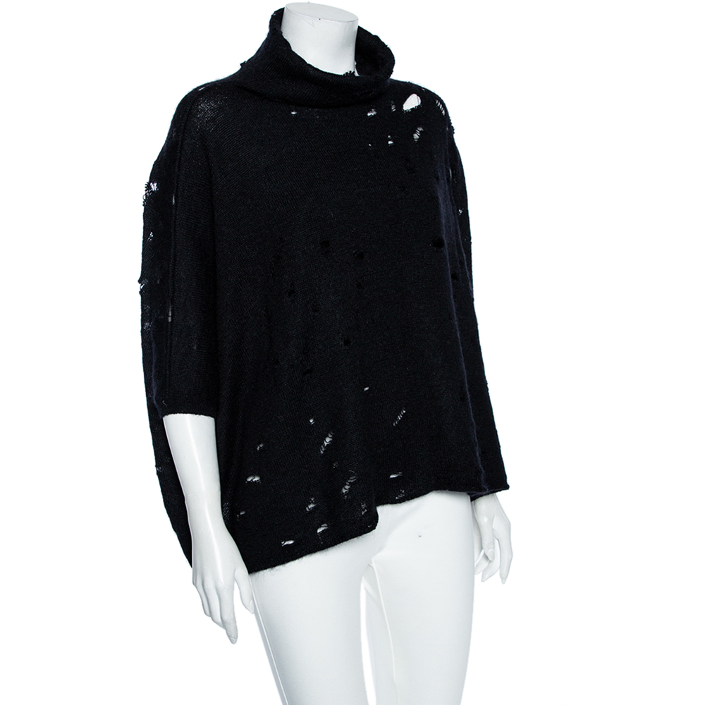 

Giambattista Valli Black Mohair Wool Distressed Oversized Jumper