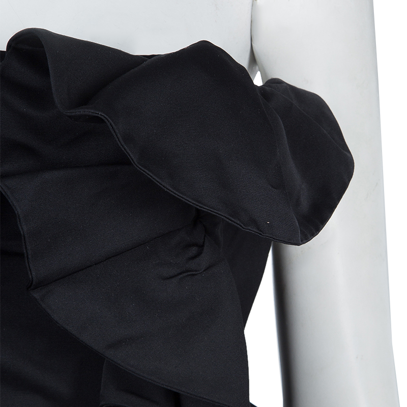 Pre-owned Giambattista Valli Black Ruffle Dress Xxs