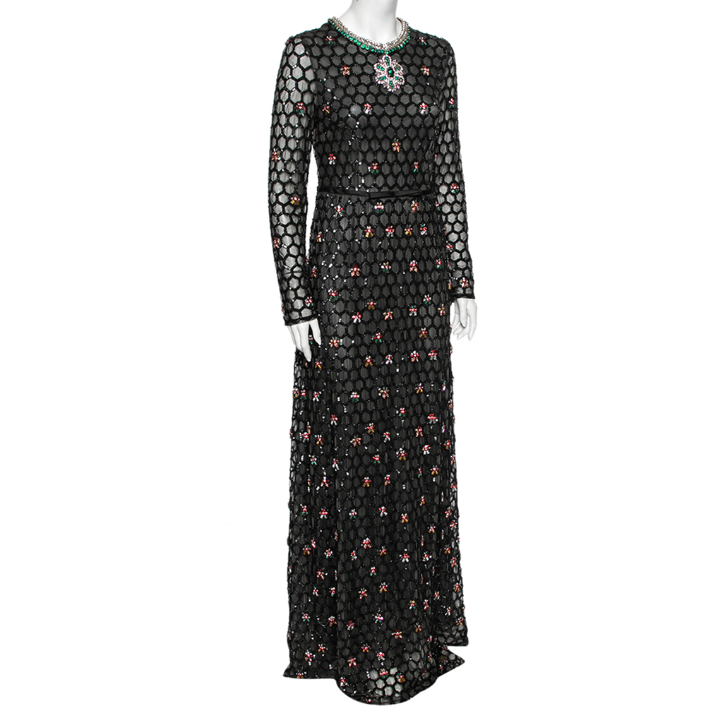 

Giambattista Valli Black Sequin & Stud Embellished Tulle Evening Gown
