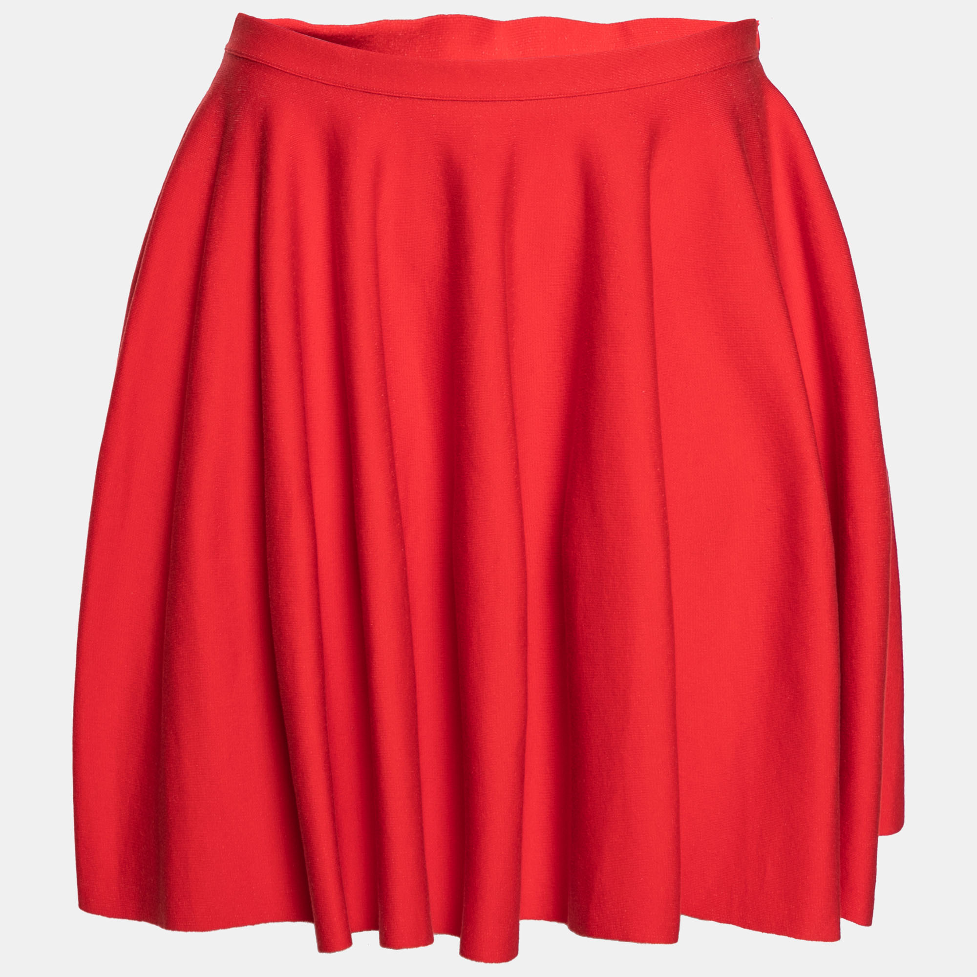 Pre-owned Giambattista Valli Red Cotton Knit Flared Mini Skirt S