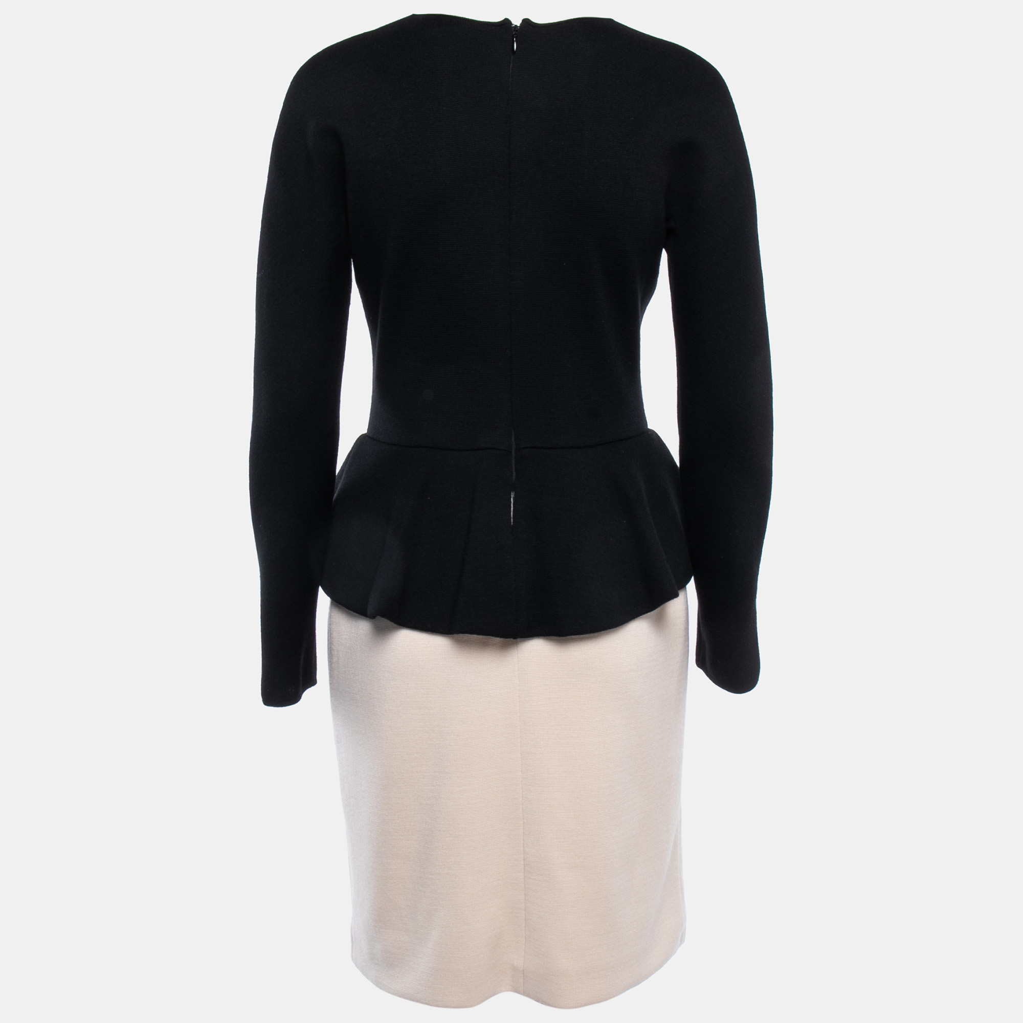 

Giambattista Valli Black/Cream Wool Mini Peplum Dress