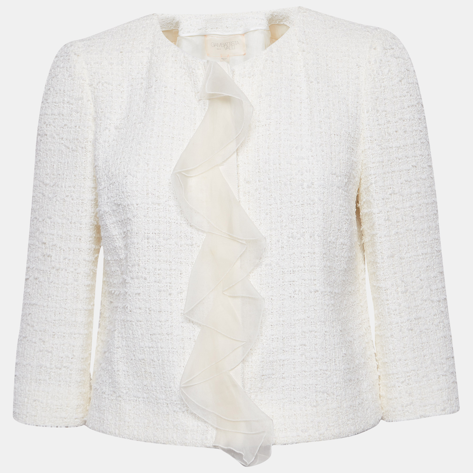 Pre-owned Giambattista Valli White Tweed Jacket S