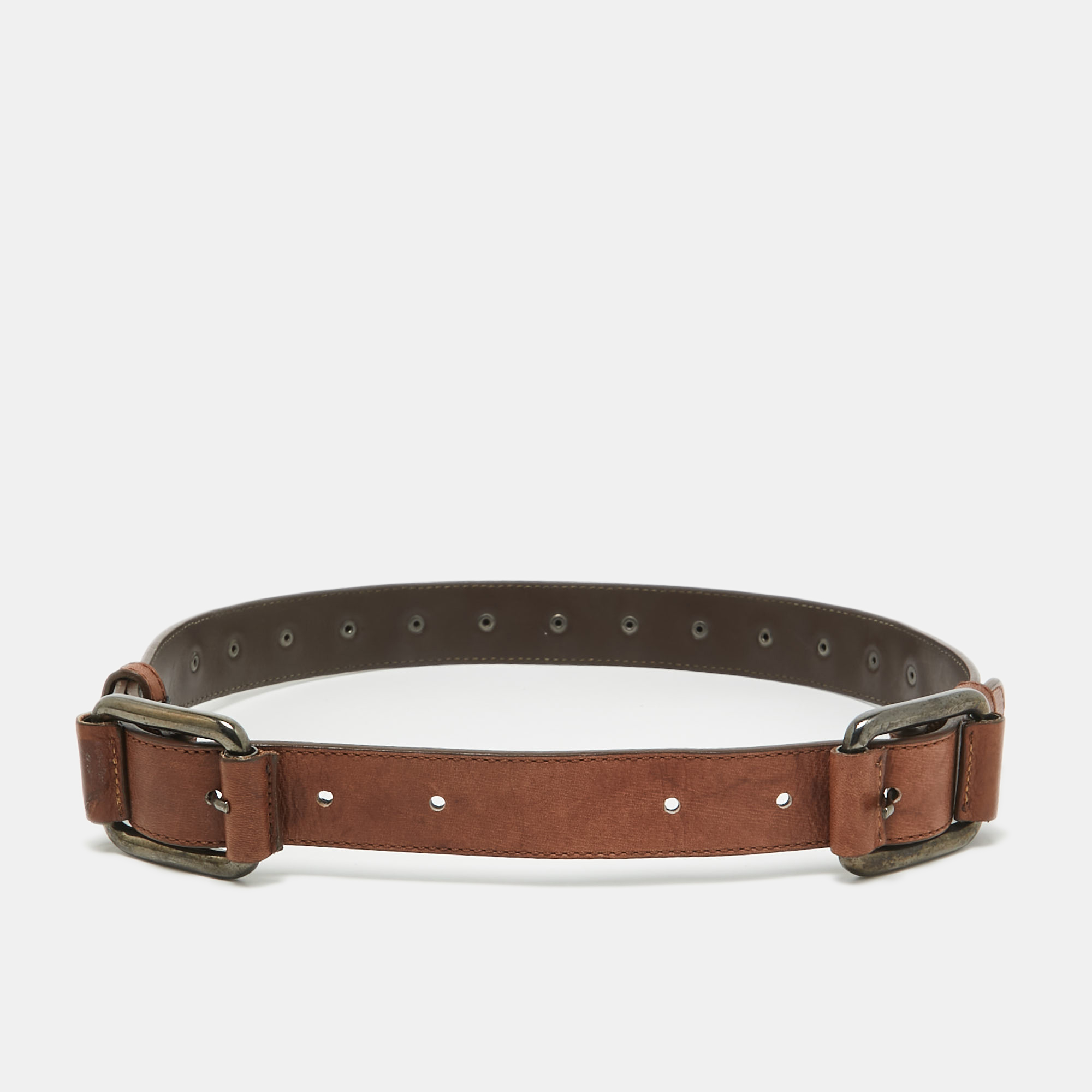 

Gianfranco Ferre Brown Leather Adjustable Buckle Belt 70CM