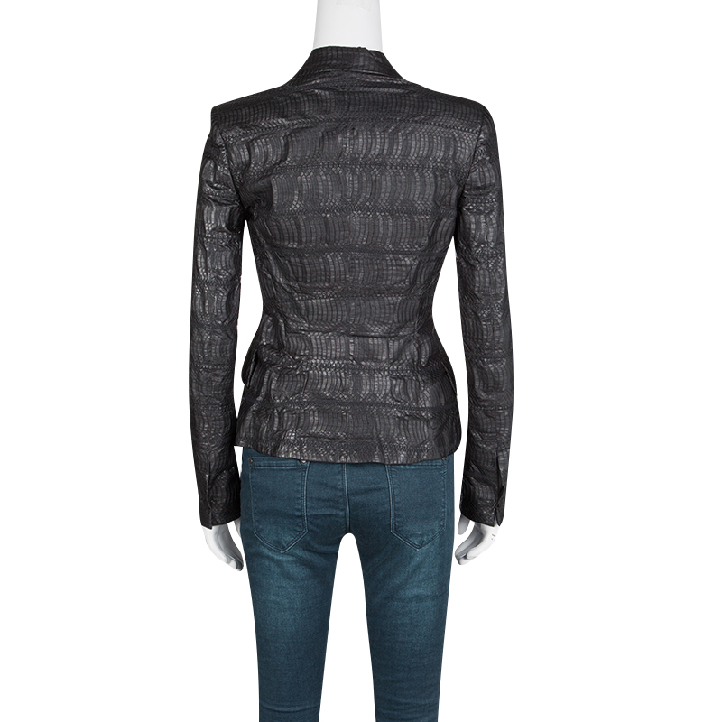 Pre-owned Gianfranco Ferre Brown Grass Snake Leather Jacket S