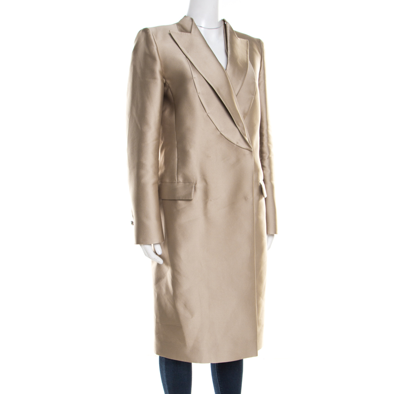 

Gianfranco Ferre Beige Satin Double Breasted Dress Coat