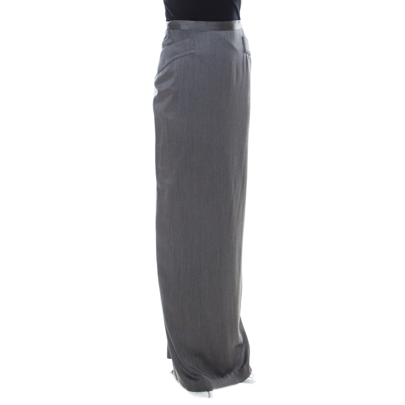 

Gianfranco Ferre Grey Wool & Silk Blend Maxi Skirt