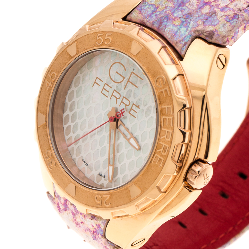 

Gianfranco Ferre Mother of Pearl Gold-Plated Stainless Steel, Silver
