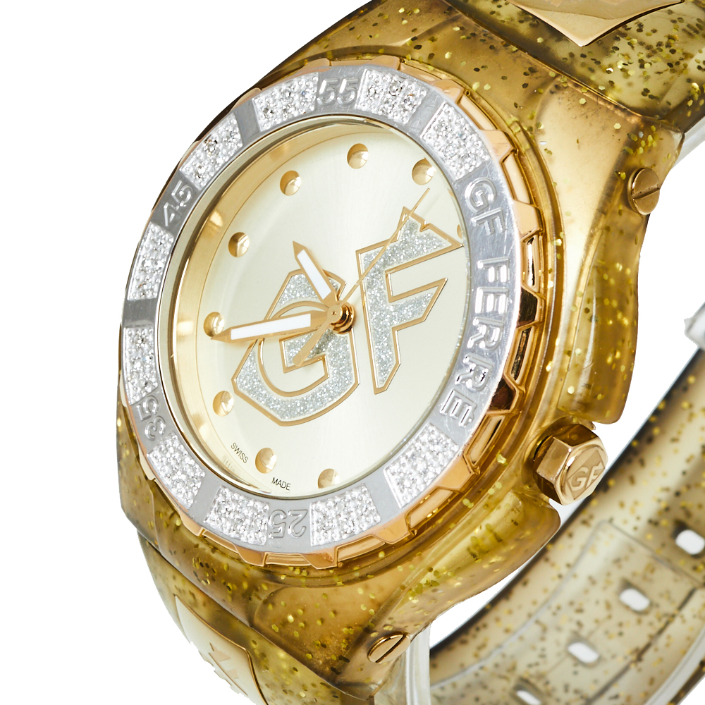 

Gianfranco Ferre Yellow Gold Plated Stainless Steel Rubber Diamond GF.9024J Women's Wristwatch