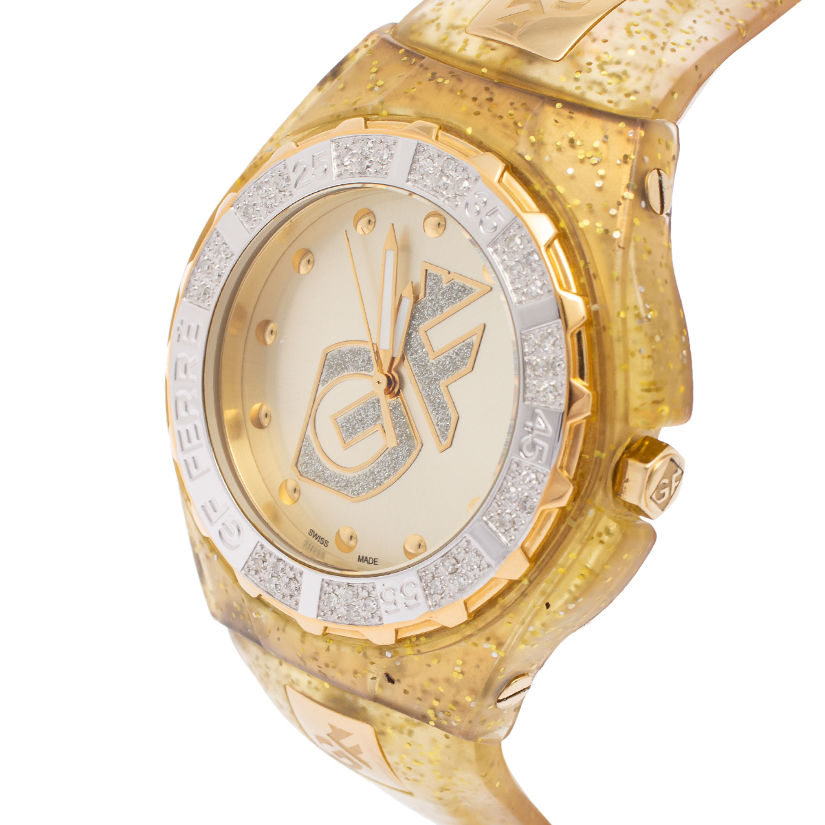 

GF Ferre Champagne Gold Plated Stainless Steel Rubber GF.9024J Women's Wristwatch, Yellow