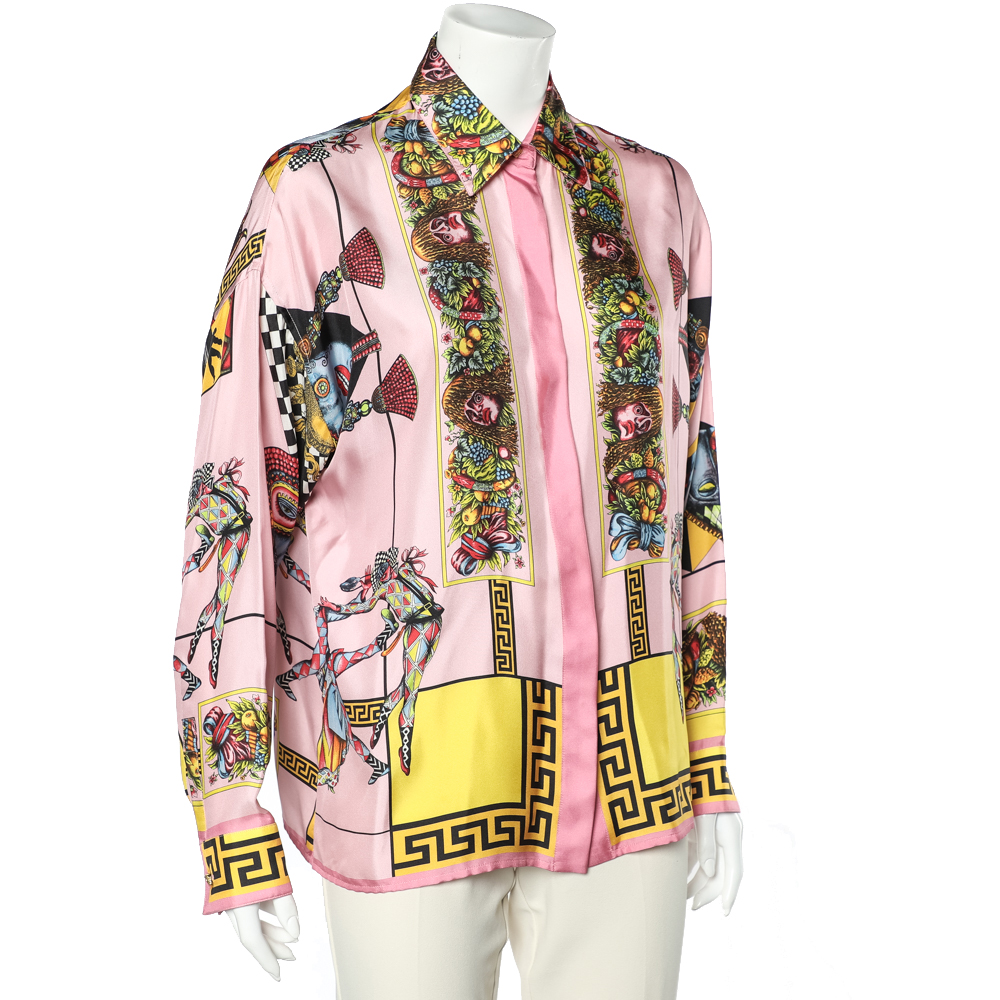 

Versace Pink Printed Silk Oversized Shirt