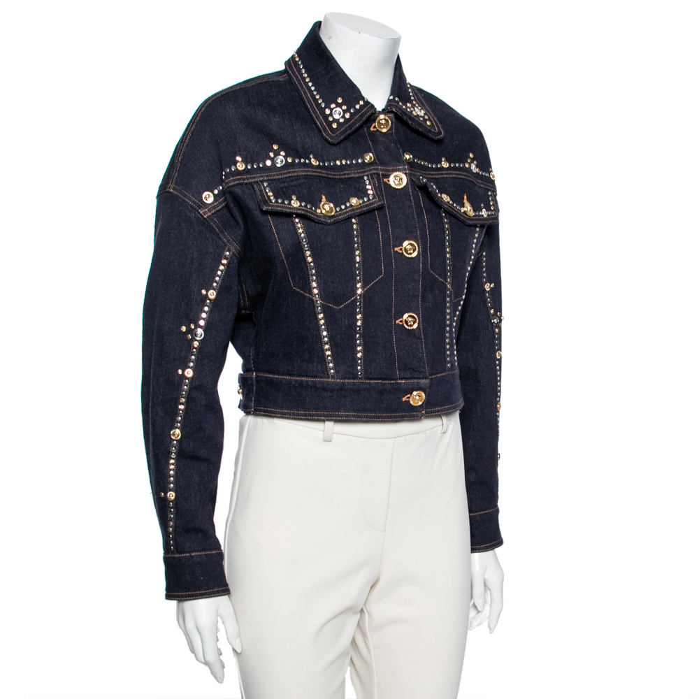 

Versace Blue Studded Gianni Signature Denim Jacket