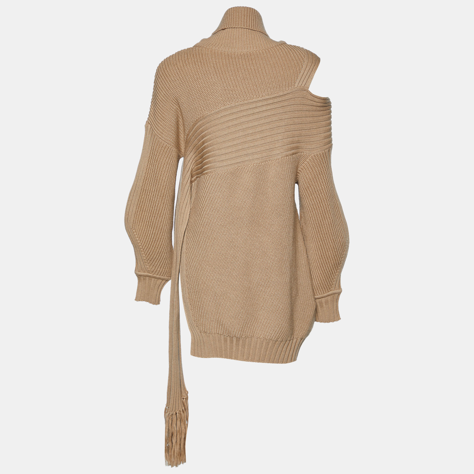 

Versace Brown Wool Knit Turtleneck Asymmetric Sweater