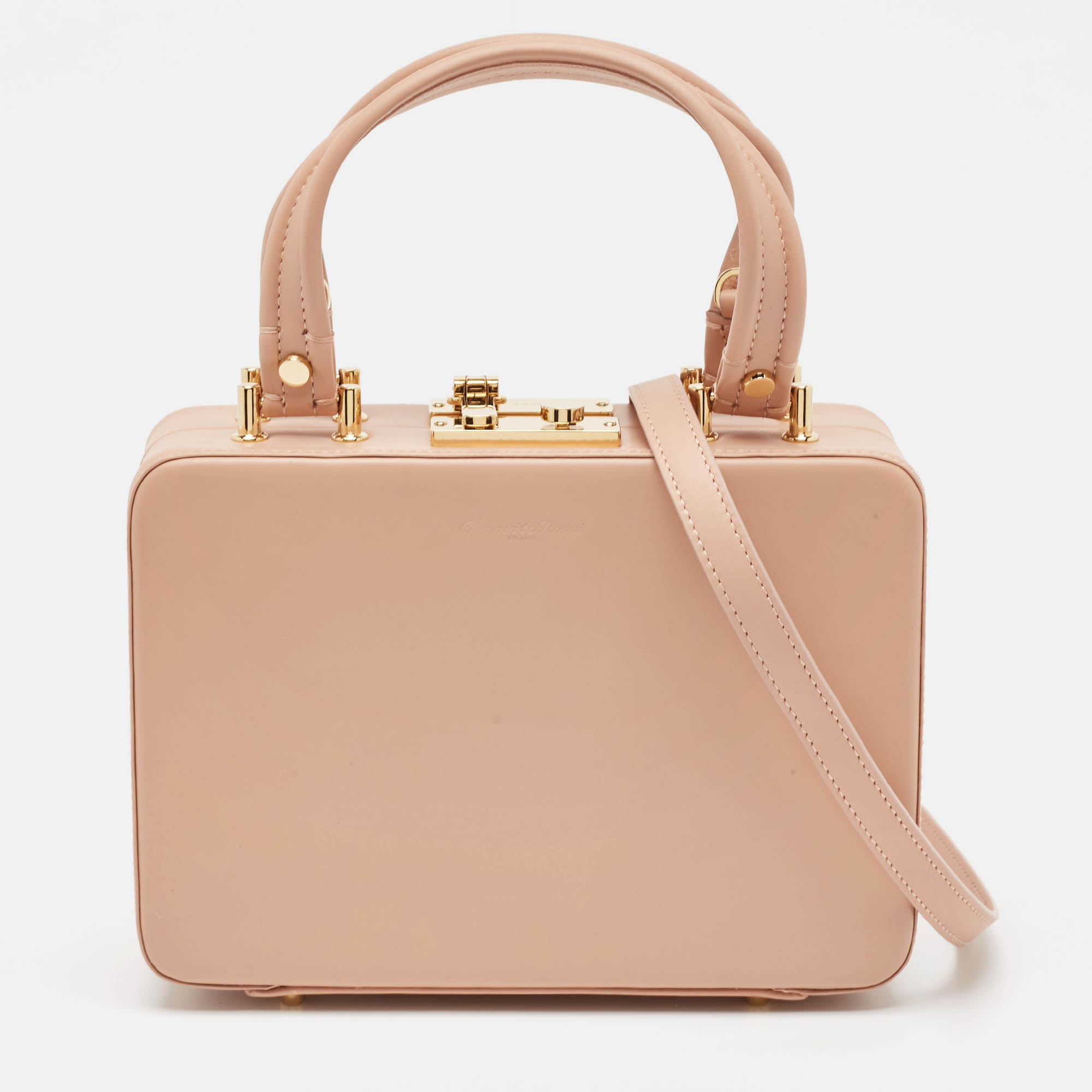 

Gianvito Rossi Dusty Pink Leather Vali Top Handle Bag