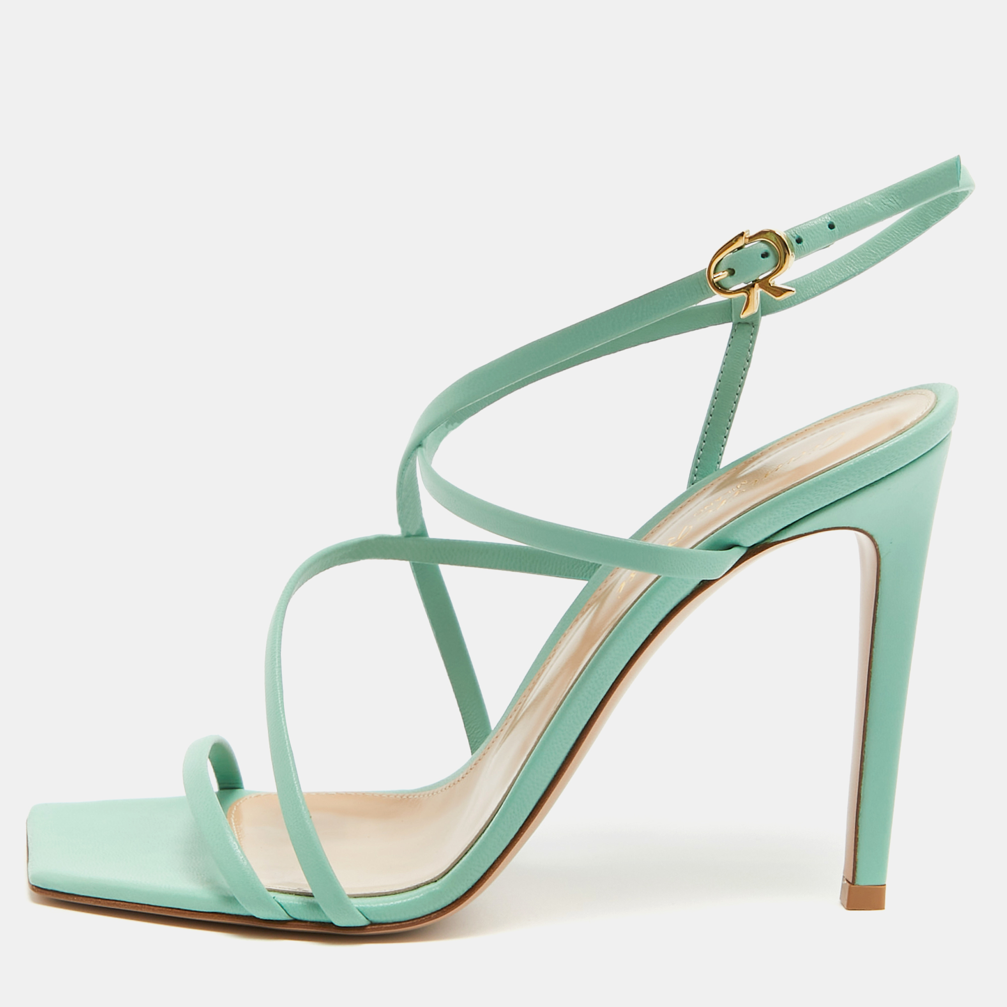 

Gianvito Rossi Mint Green Leather Manilla Sandals Size