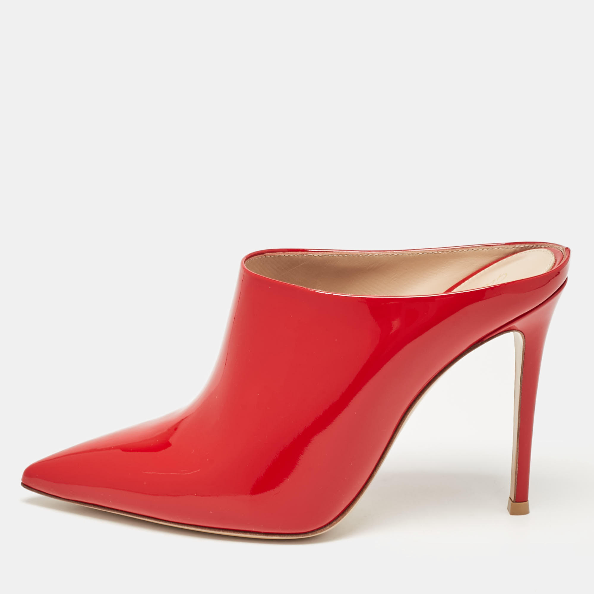 

Gianvito Rossi Red Patent Leather Nova Mules Size