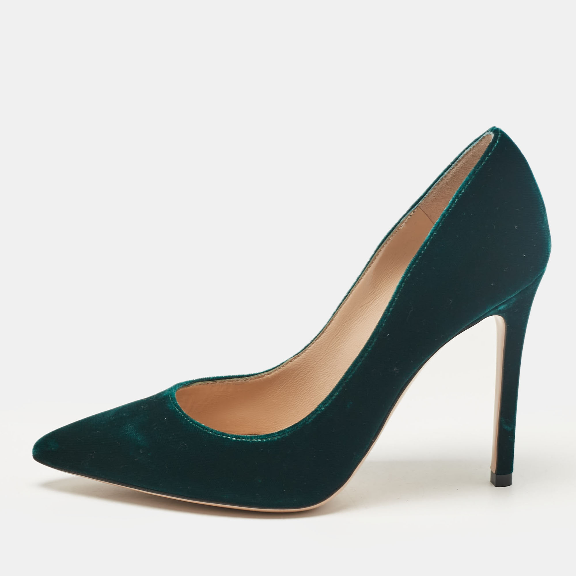 Pre-owned Gianvito Rossi Dark Green Velvet Gianvito Pumps Size 36.5