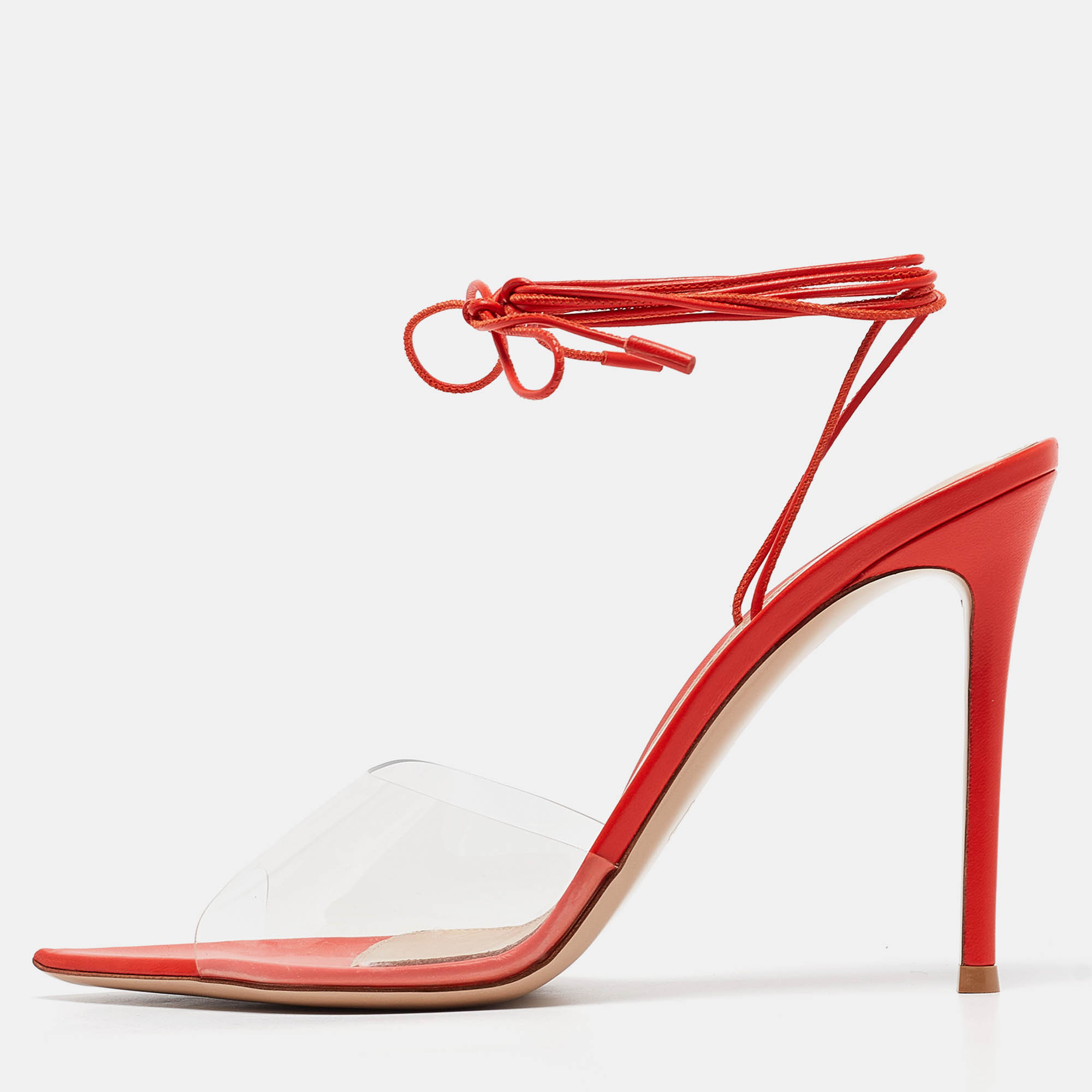 

Gianvito Rossi Transparent PVC and Leather Skye Sandals Size