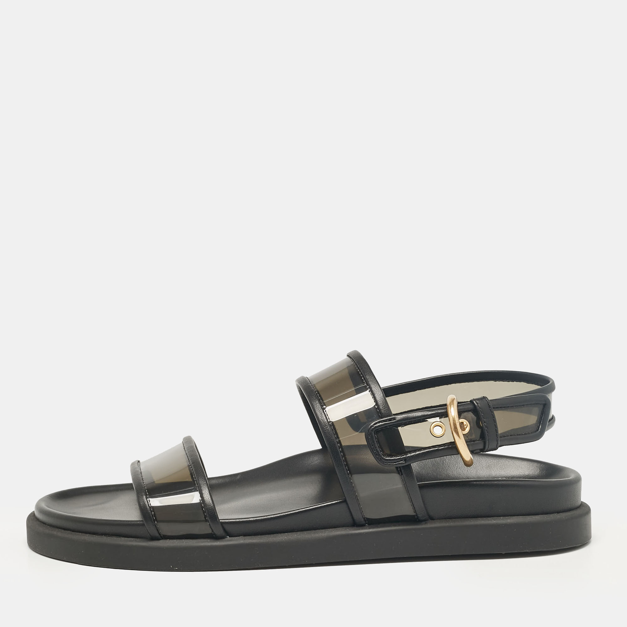 

Gianvito Rossi Black Leather and PVC Bilbao Sandals Size