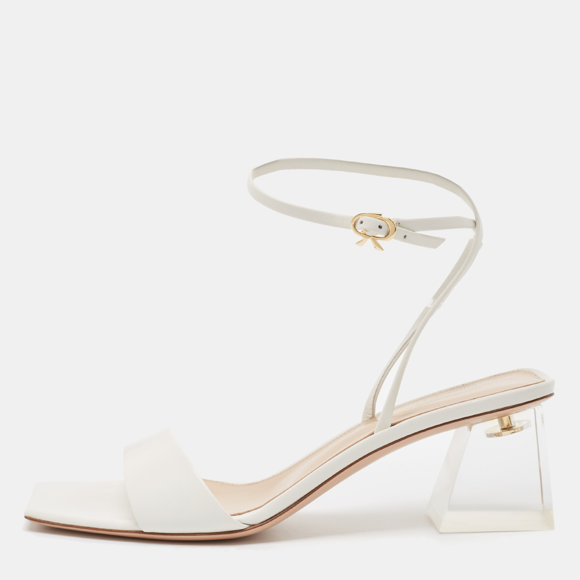 

Gianvito Rossi White Leather Cosmic Sandals Size